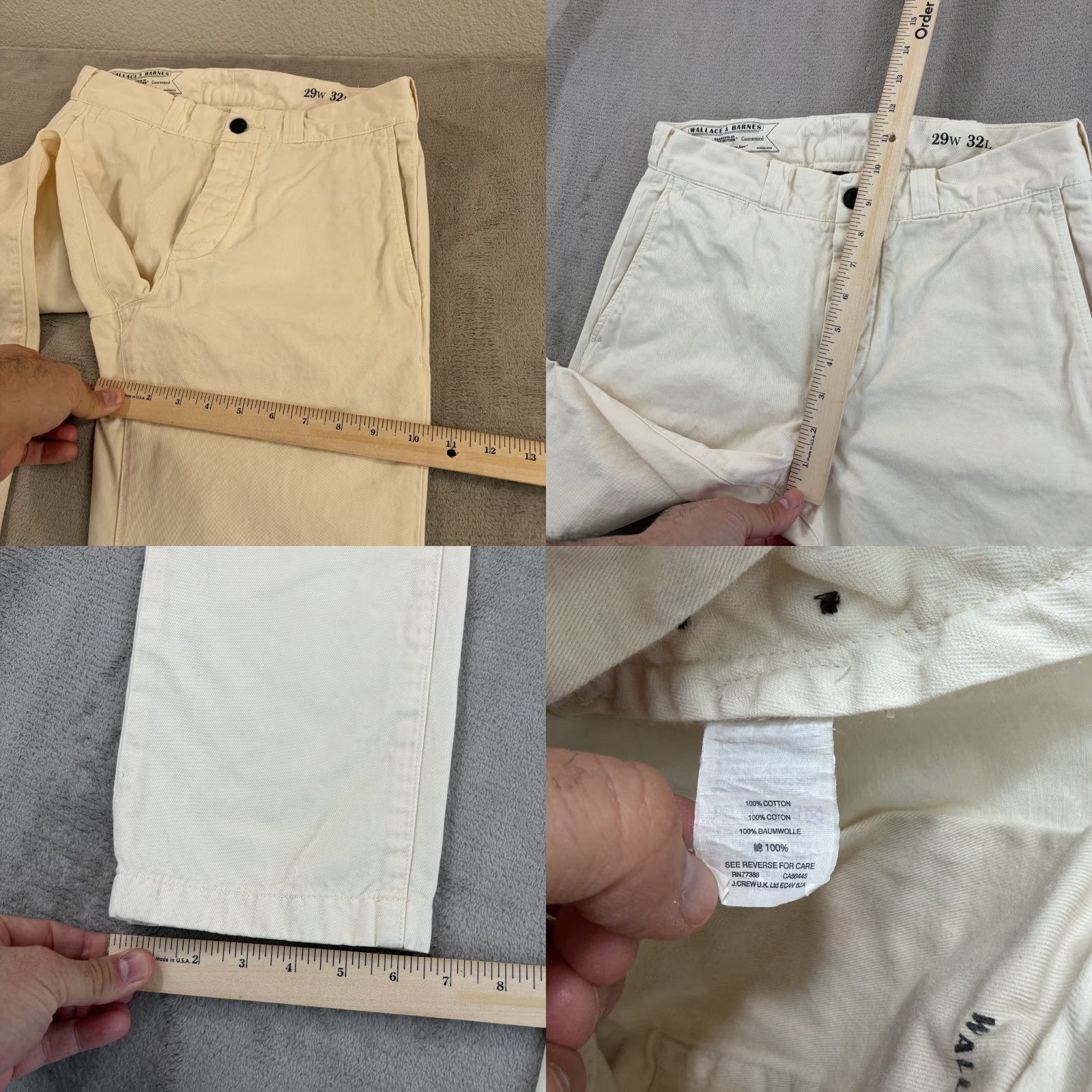 Wallace & Barnes Wallace & Barnes Chino Pants Men 29x32 Ivory Slim Flat Front Pockets 29in Inseam Size US 29 - 9 Thumbnail