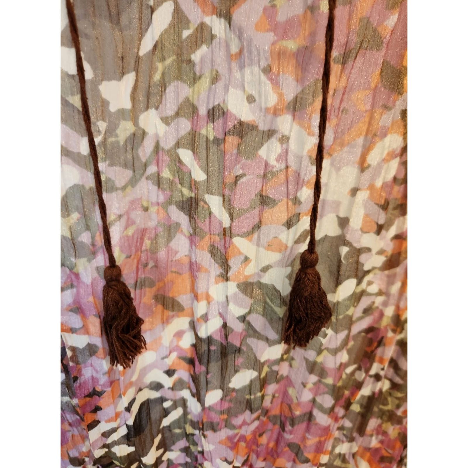 Avenue Avenue Brown Embroidered Smocked Trim Watercolor Sheer Top Hippie Boho 22 24 Size 3XL / US 20-22 - 2 Thumbnail
