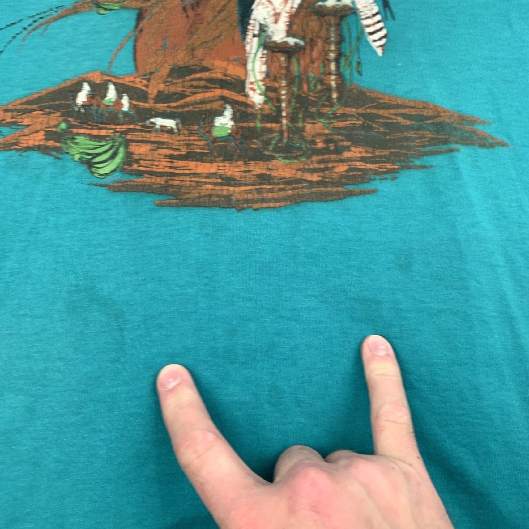 Hanes VINTAGE Hanes Shirt Men XL Blue Western 90s Outdoors Cowboy Animals Short Sleeve Crew Neck T-Shirt Size US XL / EU 56 / 4 - 7 Thumbnail