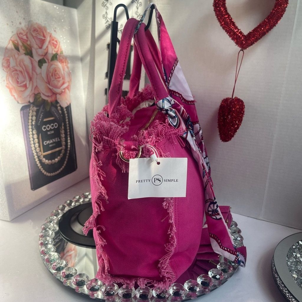 Other Pretty Simple Pink Fringe Tote Bag new w/ tags Size ONE SIZE - 5 Thumbnail