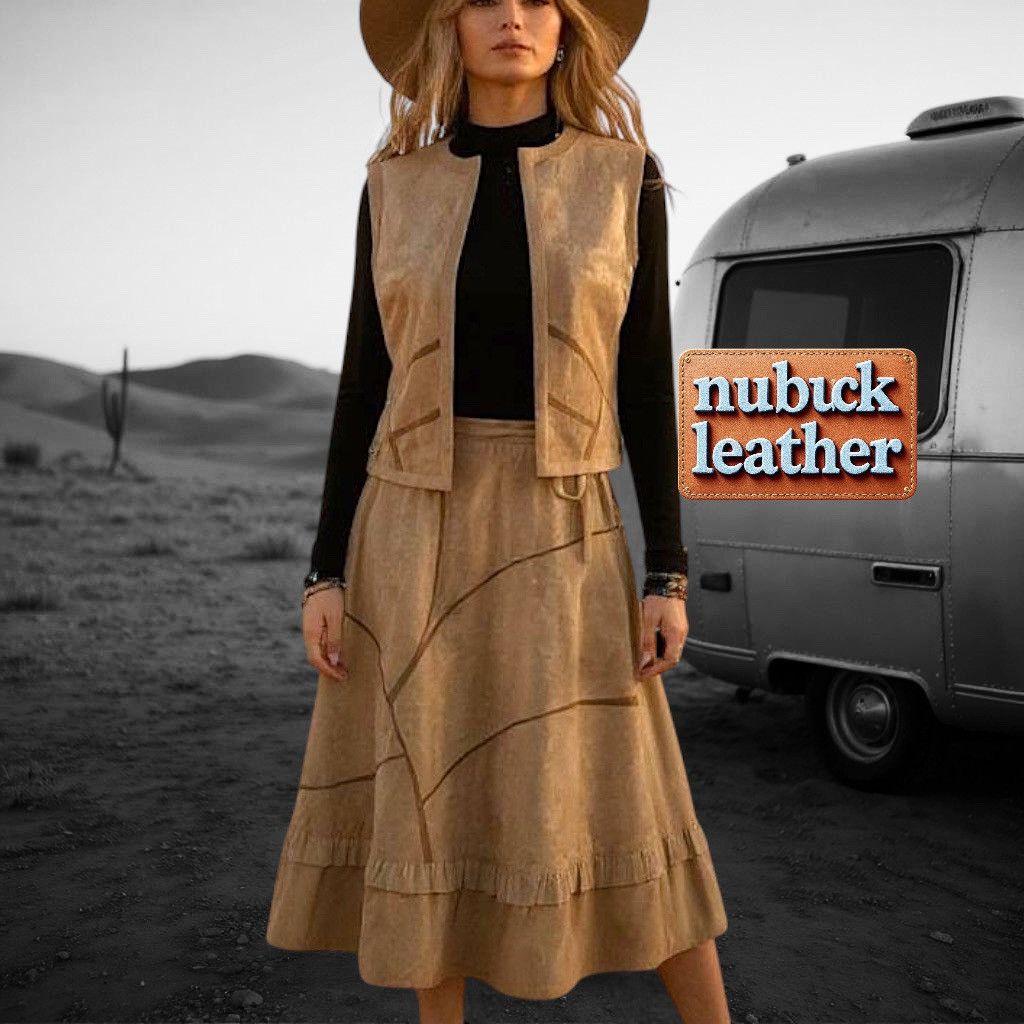 Other jerôme création paris 60s-70s vintage nubuck vest & skirt Size 26" / US 2 / IT 38 - 1 Thumbnail
