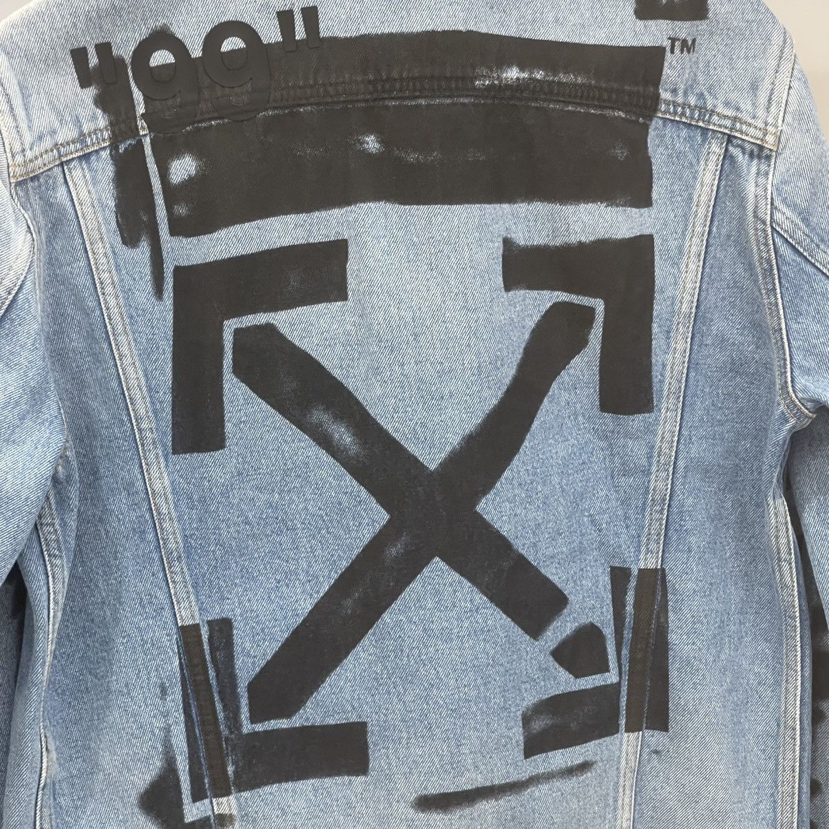 Off-White × Virgil Abloh Off-White Slim Fit Spray Paint Diag Denim Jacket Size US L / EU 52-54 / 3 - 6 Thumbnail