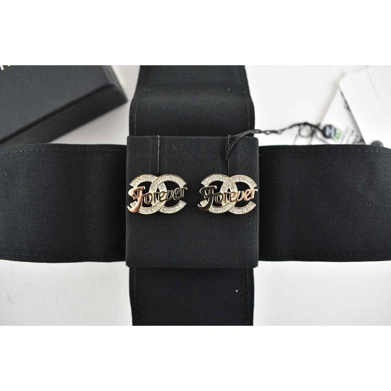 Chanel Chanel Gold Crystal Forever Dangle Statement Stud Earrings Size ONE SIZE - 8 Thumbnail