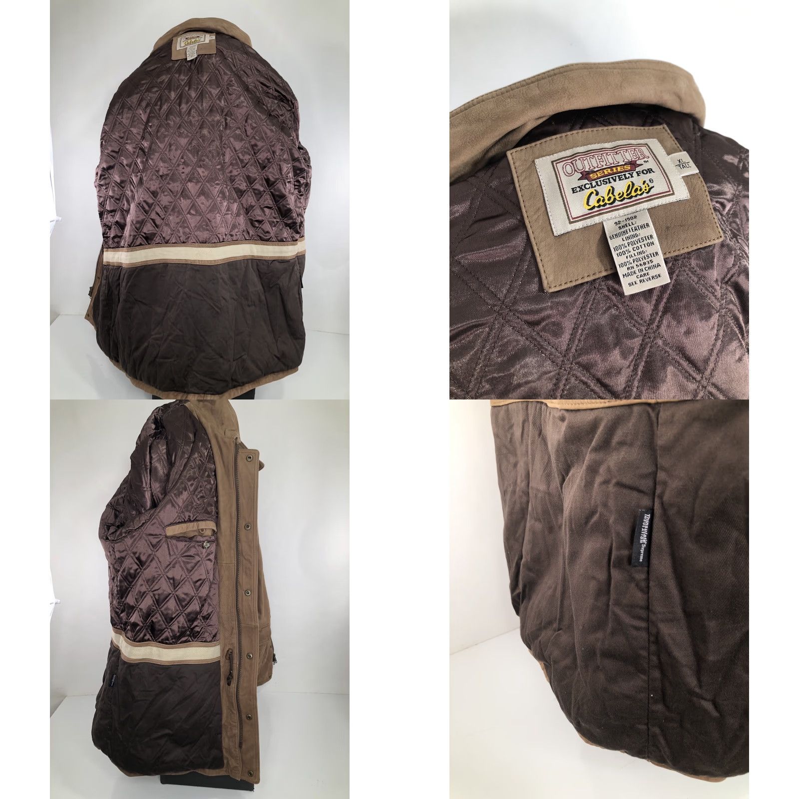 Vintage CABELA'S Outfitter Series LEATHER Ranch Jacket XL TALL Lined Thinsulate Brown Men Size US XL / EU 56 / 4 - 8 Thumbnail