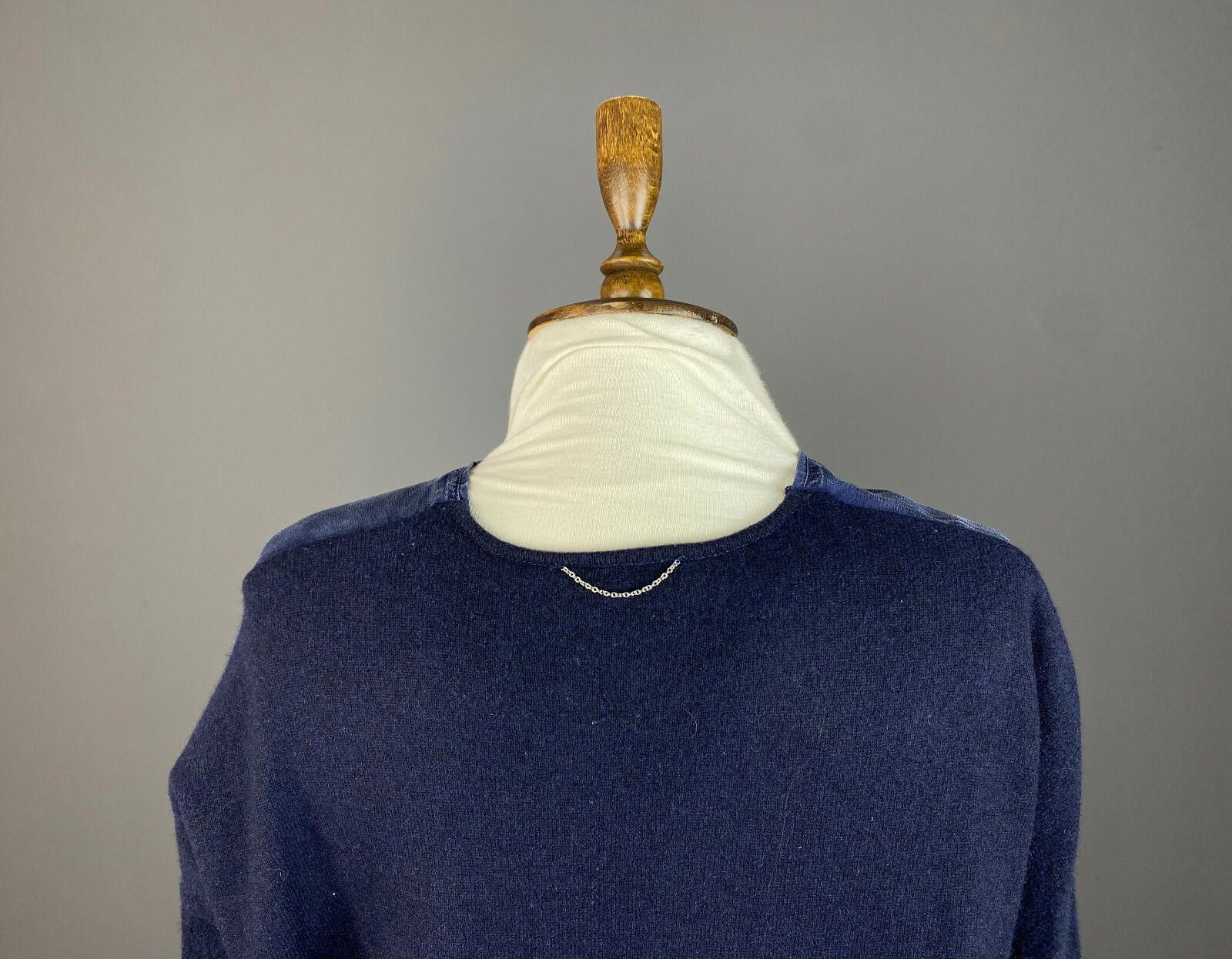 The Kooples The Kooples Sport Blue 1/4 Zip Leather Patch Sweater Size S Size S / US 4 / IT 40 - 6 Thumbnail