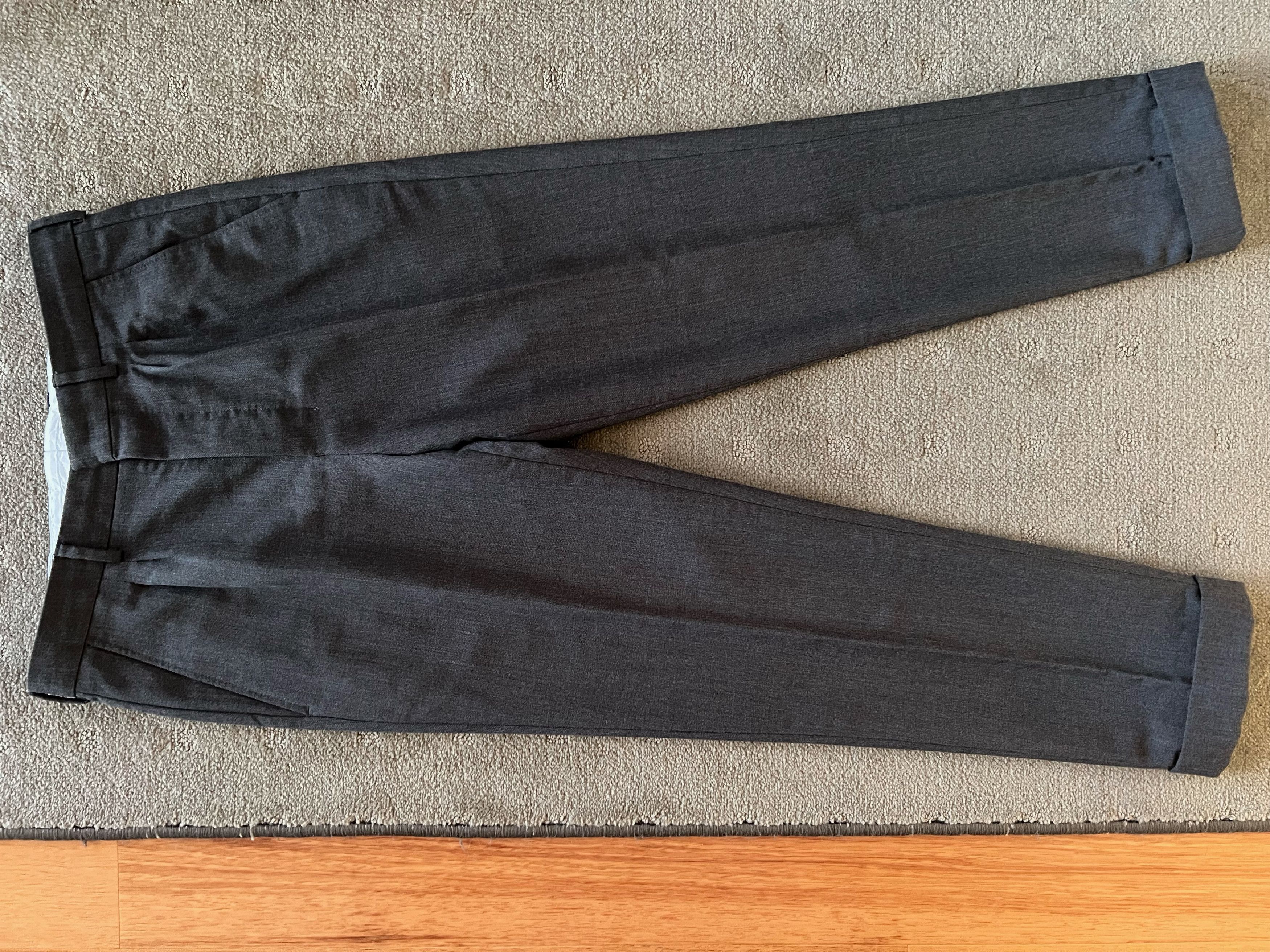 image of Ami Wool Pleated Carrot Fit Trousers in Grey, Men's (Size 32)