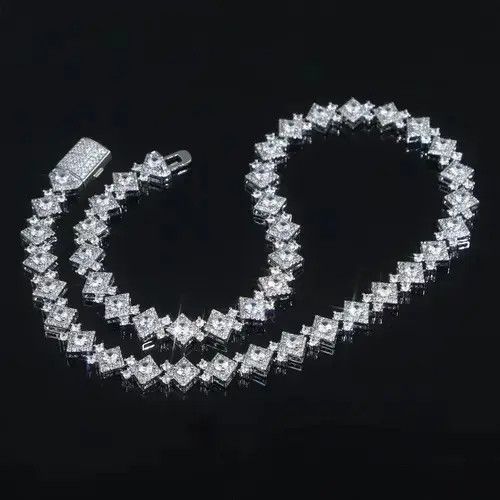 Other 50cm Length Silver Tennis Chain Necklace Size ONE SIZE - 4 Thumbnail