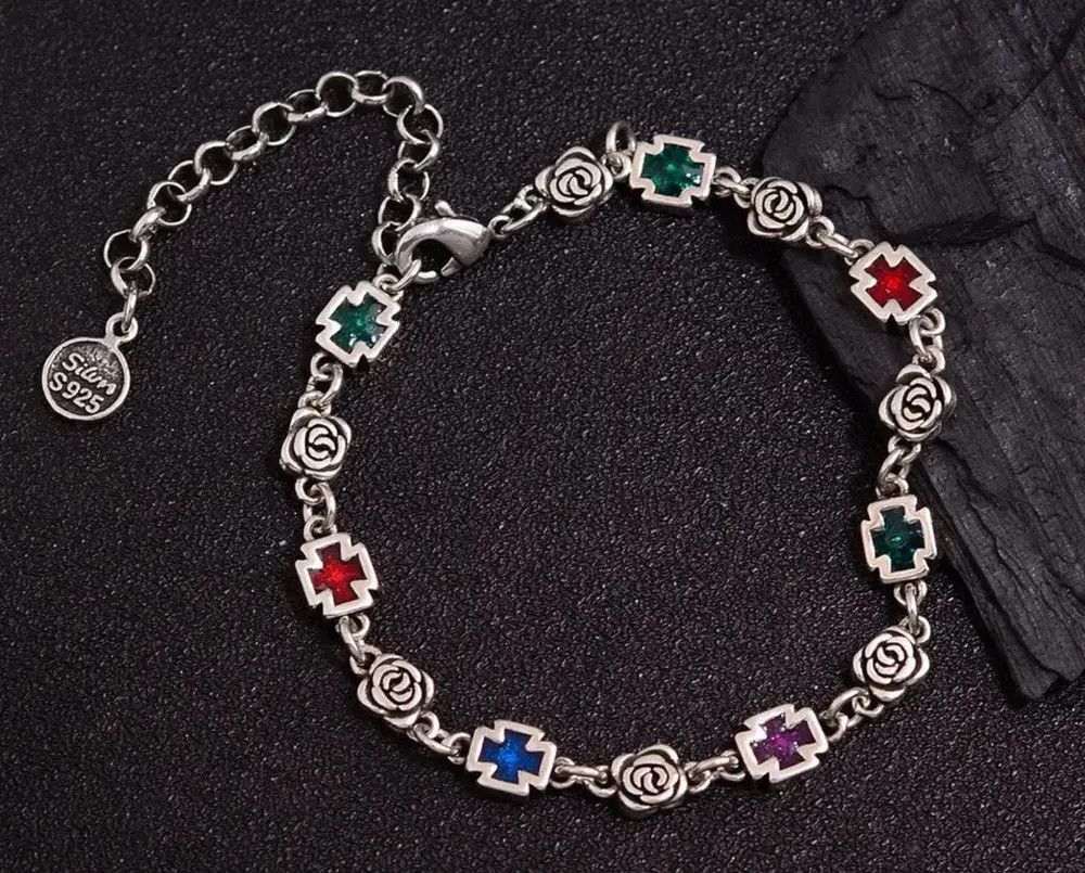 Jewelry Sweet Rose Flower Cross Shiny Colorful Size ONE SIZE - 3 Thumbnail