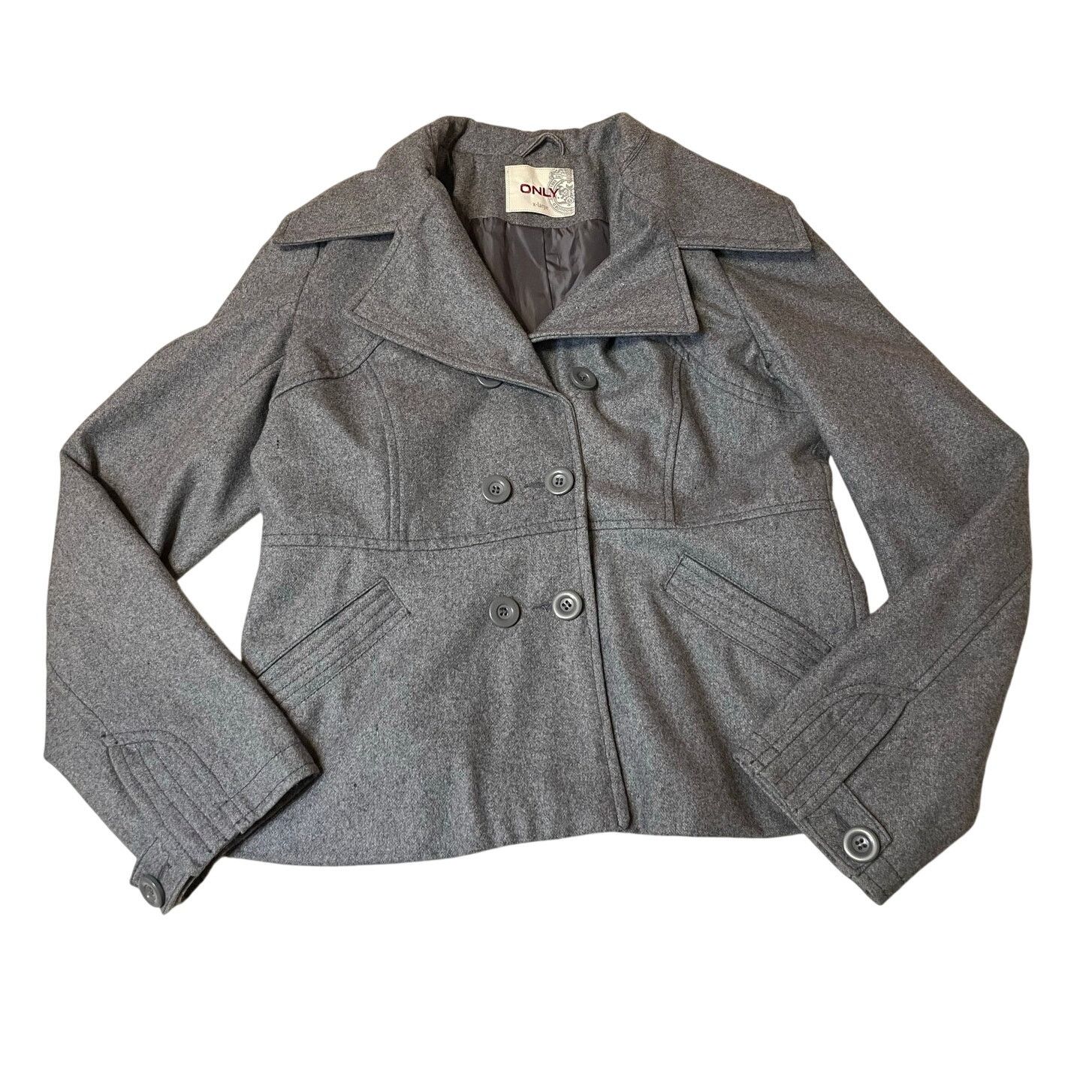 Other ONLY Slender Wool Winter Jacket Peacoat Heather Gray Y2K XL Size XL / US 12-14 / IT 48-50 - 5 Thumbnail