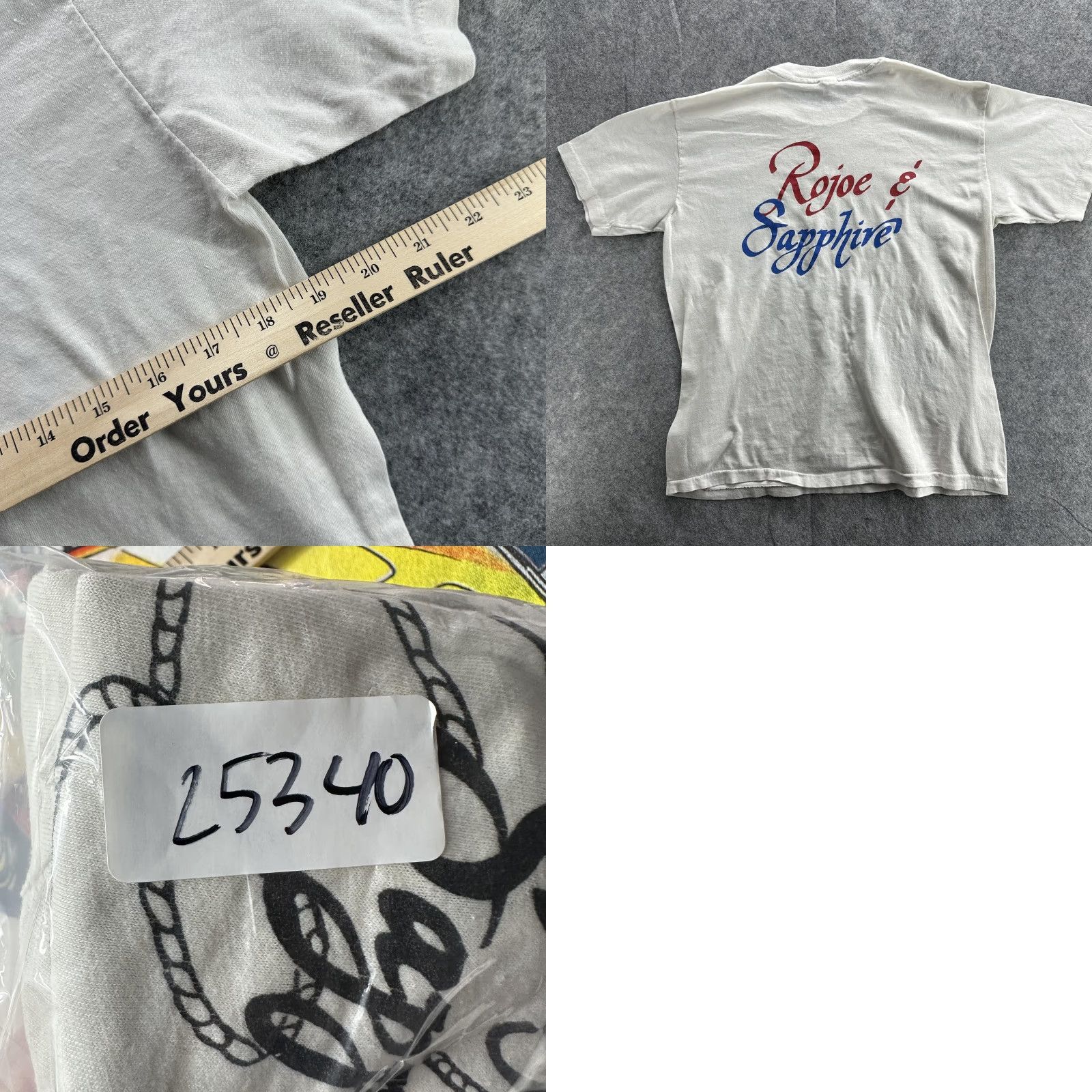 Vintage VINTAGE Rojoe & Sapphire Shirt Mens Large White Band Graphic Music Tee 80s 90s Size US L / EU 52-54 / 3 - 8 Thumbnail