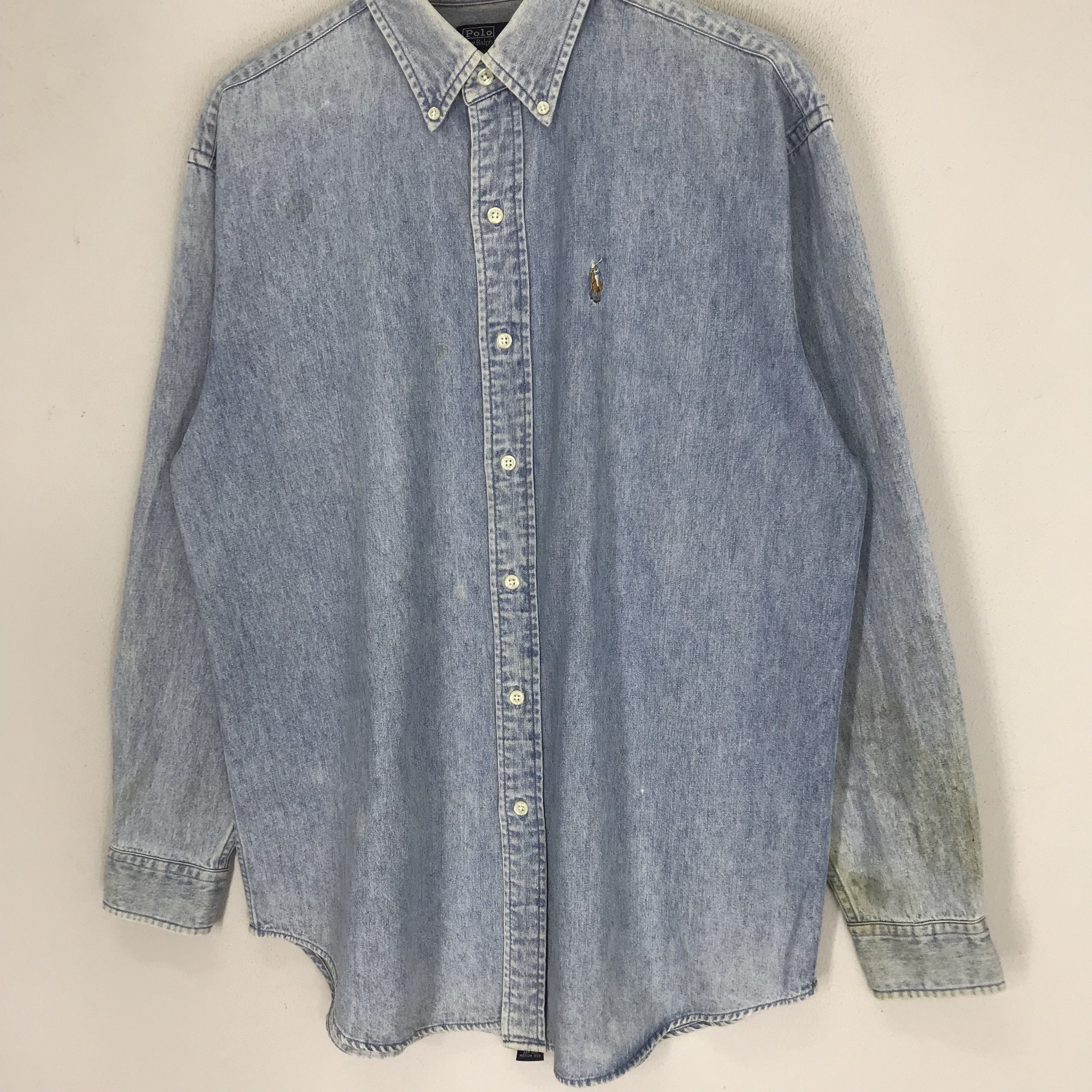 Polo Ralph Lauren × Vintage Vintage 90s Polo Ralph Lauren Small Pony Denim Jeans Shirt Size US L / EU 52-54 / 3 - 3 Thumbnail