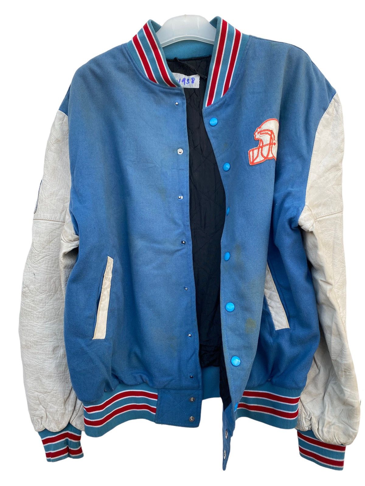 NFL VINTAGE HOUSTON OILERS DISTRESSED VARSITY JACKET Size US M / EU 48-50 / 2 - 11 Thumbnail