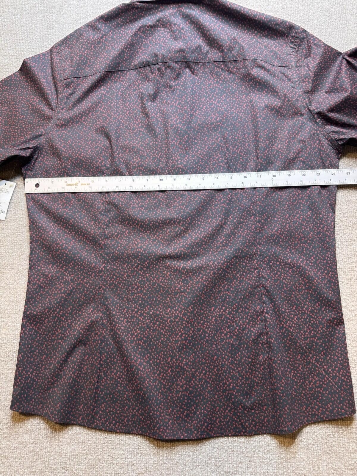 Bar III Bar III Men's Lg 16-16.5 Slim Fit Blk/Red AOP LS [711] Size 42R - 6 Thumbnail
