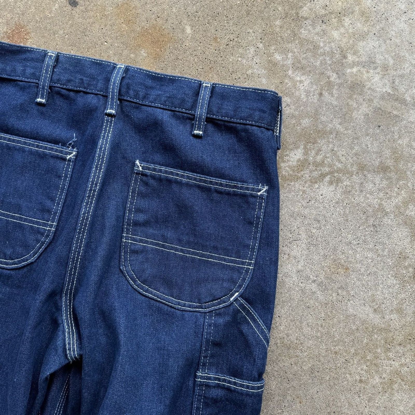 Vintage 80s Roebucks Sears Denim Carpenter Dungaree Work Pants Size US 28 / EU 44 - 9 Thumbnail