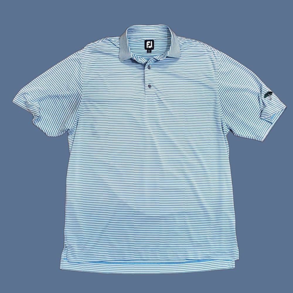 Footjoy FootJoy Polo Shirt Mens Large Blue Striped 1922 Tree Embroidery Performance Golf Shirt Size US L / EU 52-54 / 3 - 1 Thumbnail