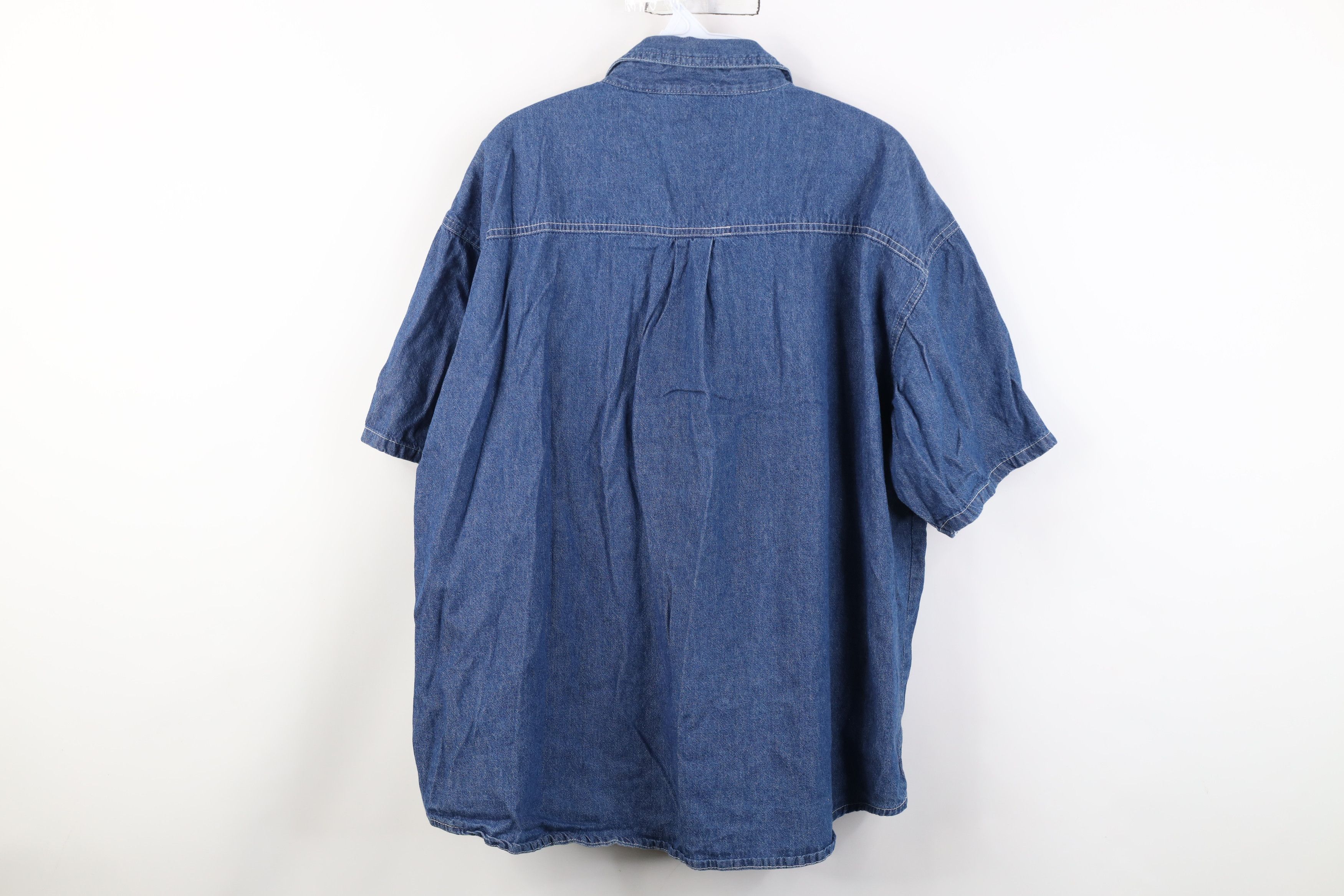 Vintage Vintage 90s Streetwear Embroidered Denim Jean Button Shirt Size 4XL / US 24-26 - 10 Thumbnail