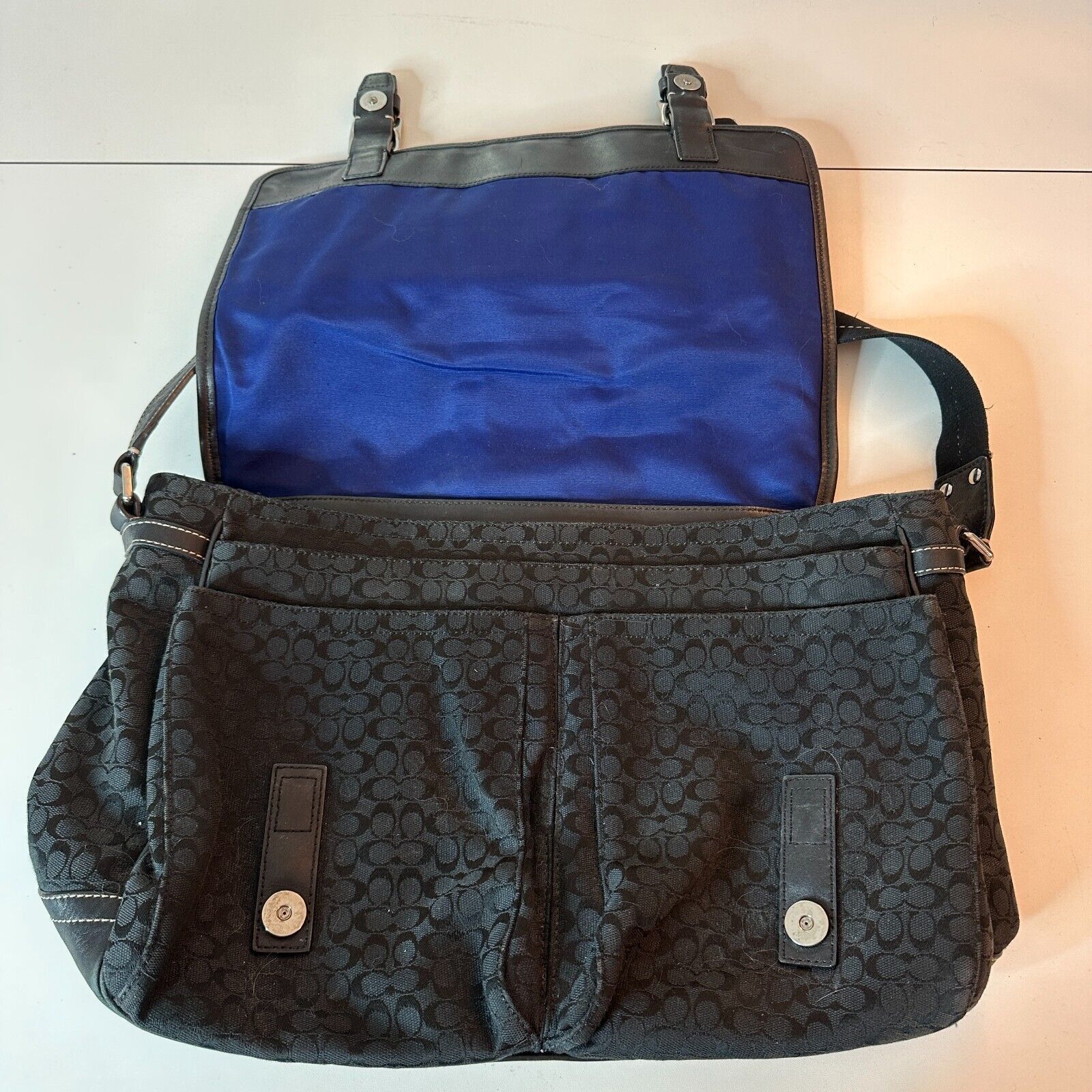 Coach Coach Signature Black Tan Voyager Messenger Shoulder Bag Size ONE SIZE - 8 Thumbnail