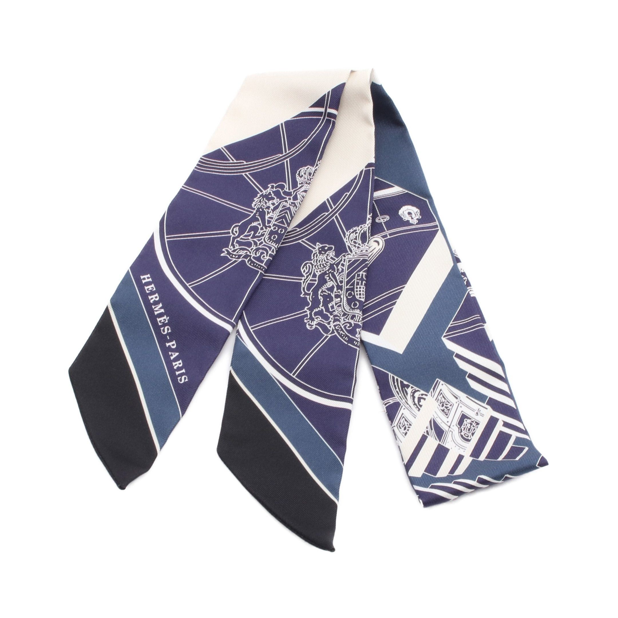 Hermes Hermes Twilly Springs Ribbon Scarf Silk Navy Multicolor Size ONE SIZE - 1 Thumbnail