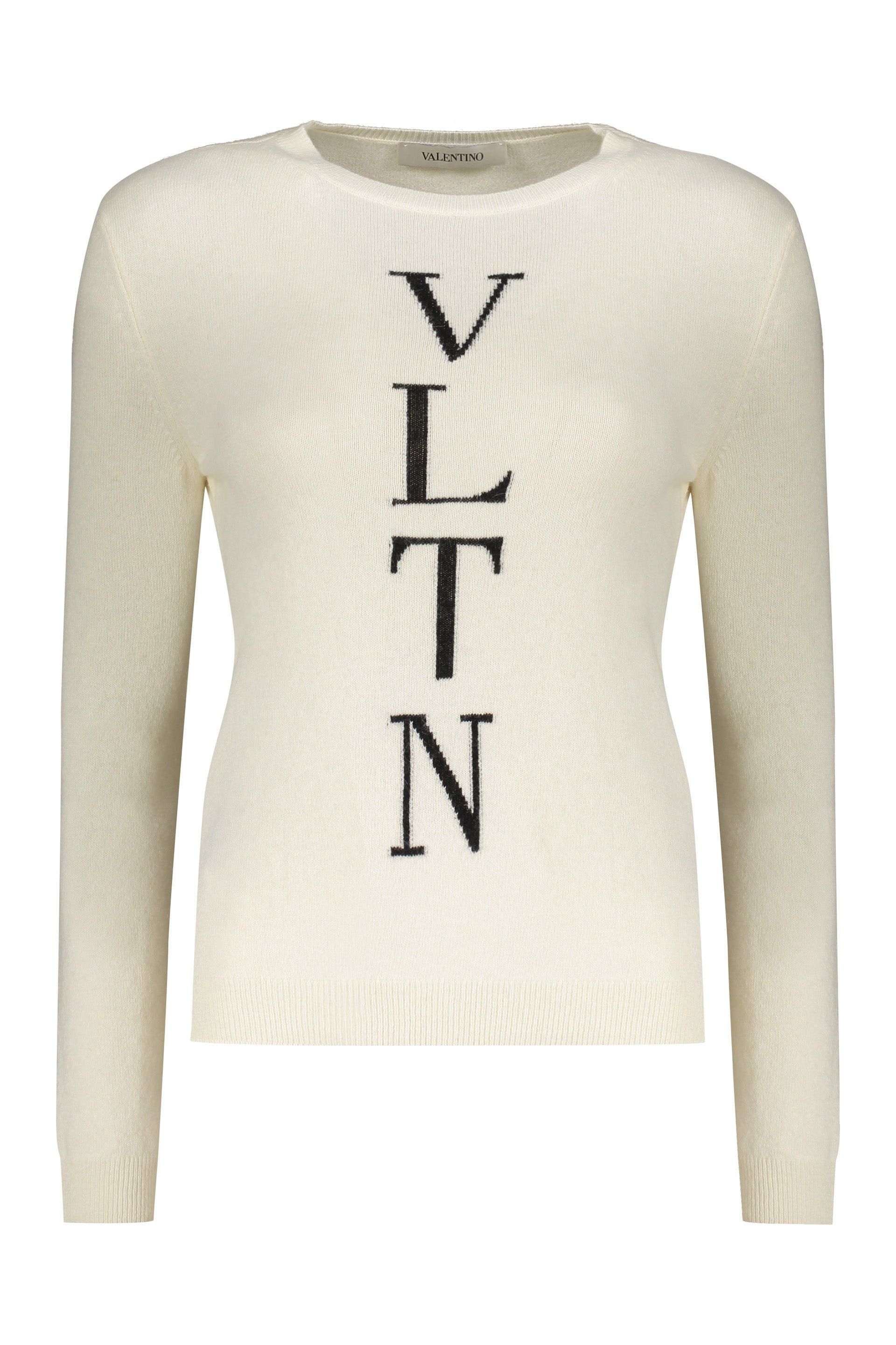 Valentino WOMEN'S WHITE WOOL BLEND SWEATER Size S / US 4 / IT 40 - 1 Thumbnail
