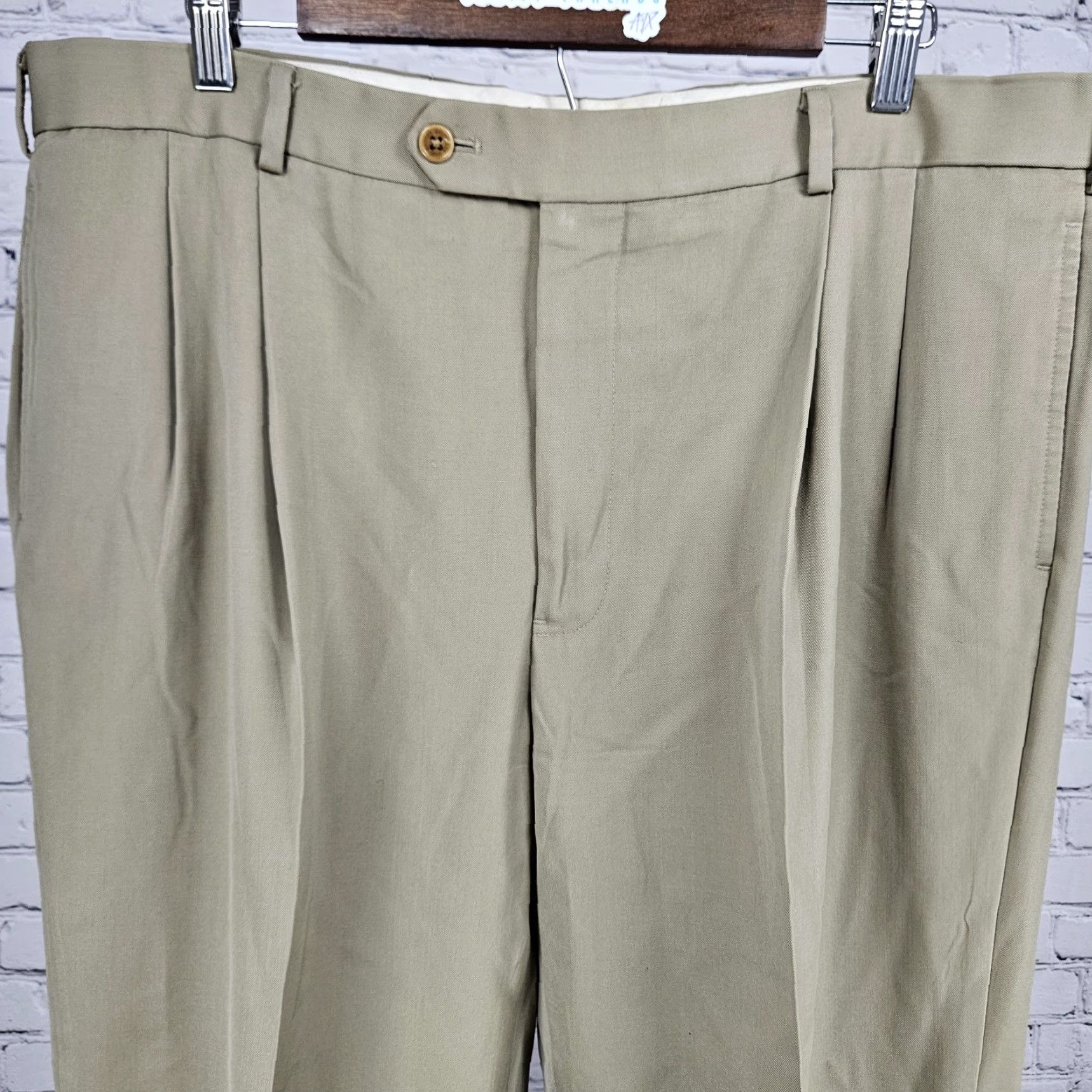 Brooks Brothers VINTAGE Brooks Brothers Dress Pants Tan 100% Wool Madison 1818 Pleated Cuffed Straight Leg 40 Men Size US 40 / EU 56 - 6 Thumbnail