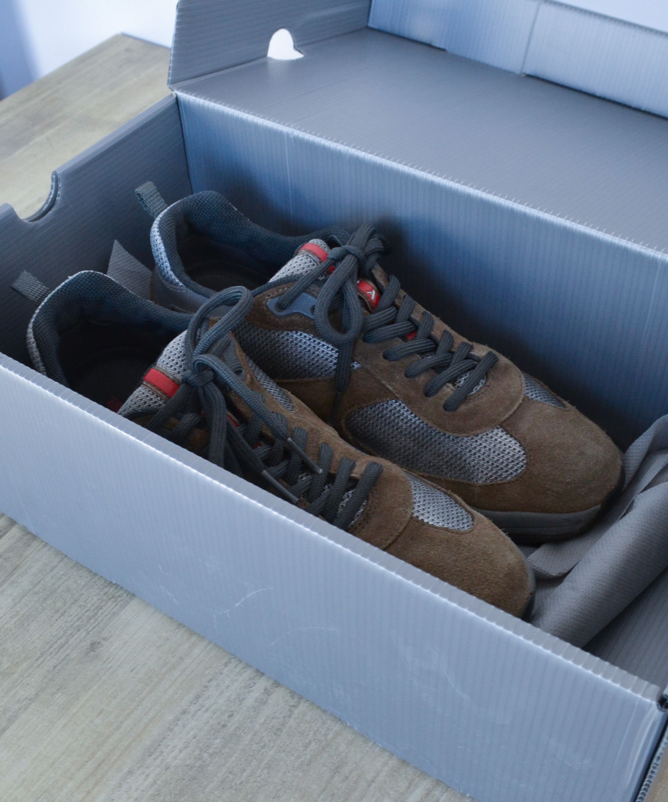 Prada 🔴 PRADA Sneakers Americas Cup Shoes Grey Suede Red Tab Size US 6 / EU 39 - 10 Thumbnail