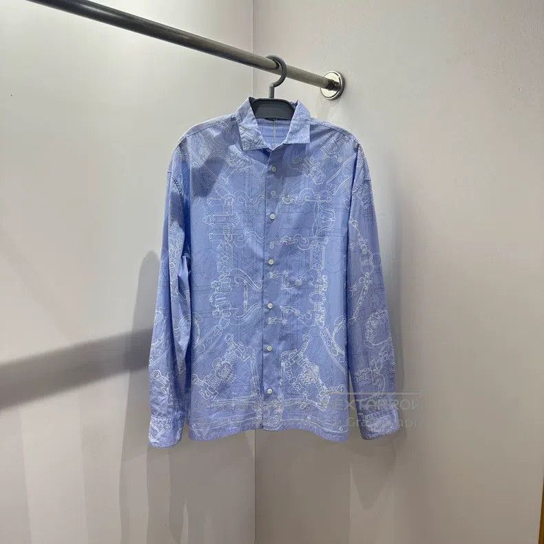 Hermes Hermes size 39 Blue Printed Shirt Size S / US 4 / IT 40 - 1 Thumbnail