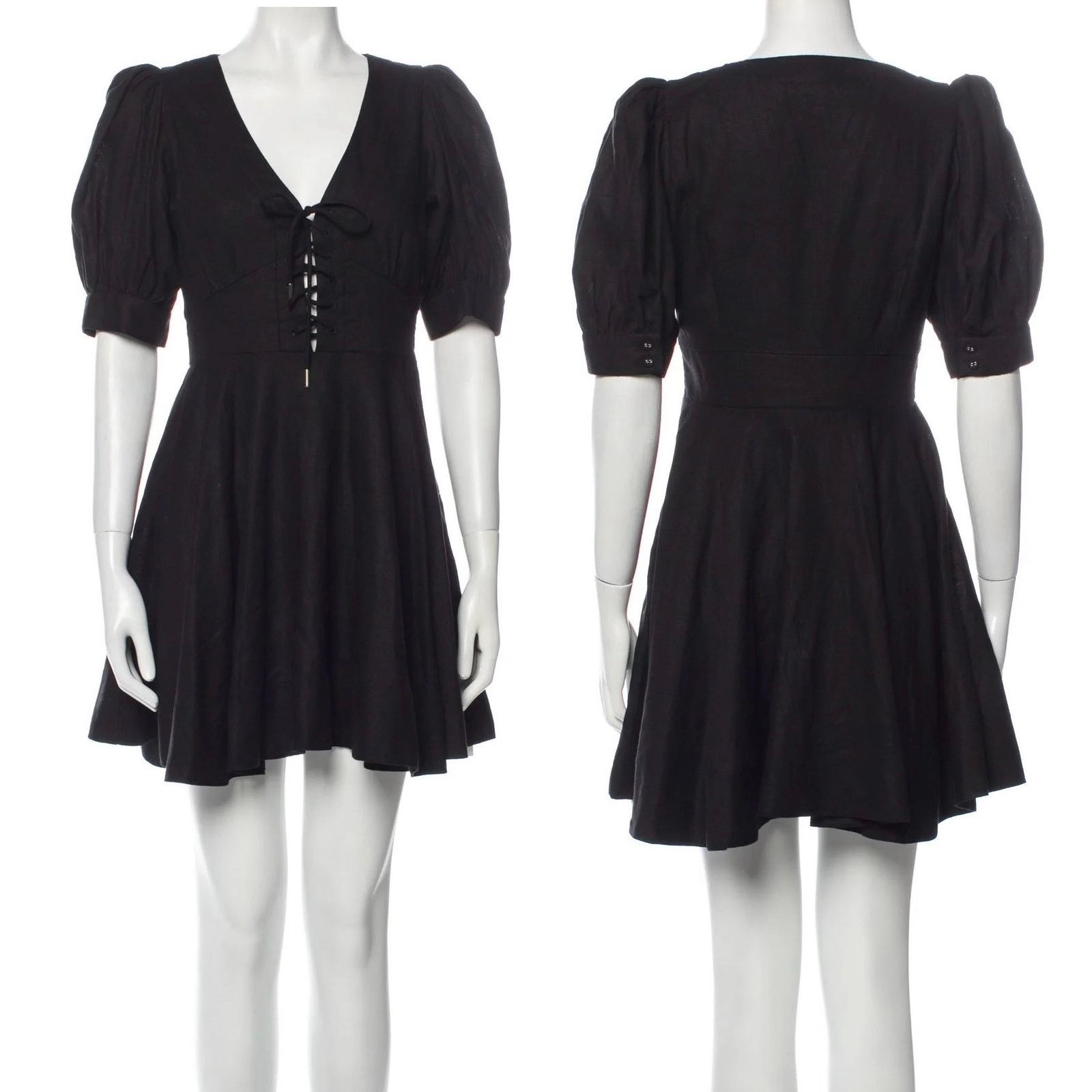 House of Harlow House of Harlow 1960 Black Linen Blend Lace-Up Mini Dress Size M / US 6-8 / IT 42-44 - 1 Thumbnail