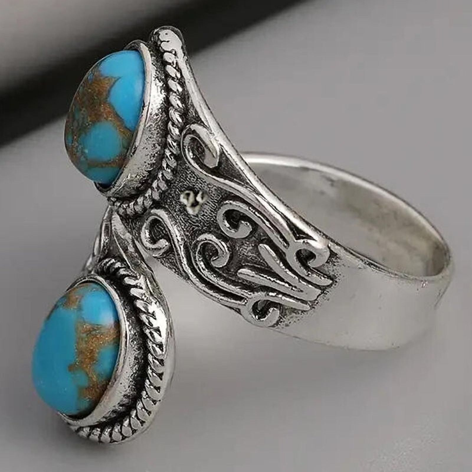 Other Faux Turquoise Adjustable Silver Plated Wrap Ring Size ONE SIZE - 5 Thumbnail