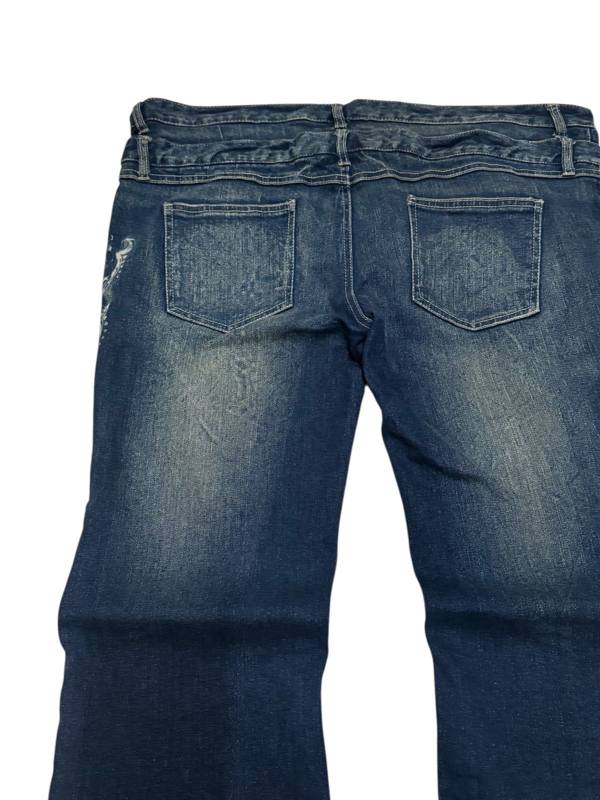 Japanese Brand Vintage Play Chess Dragon Print Acid Wash Low Rise Denim Size US 38 / EU 54 - 10 Thumbnail