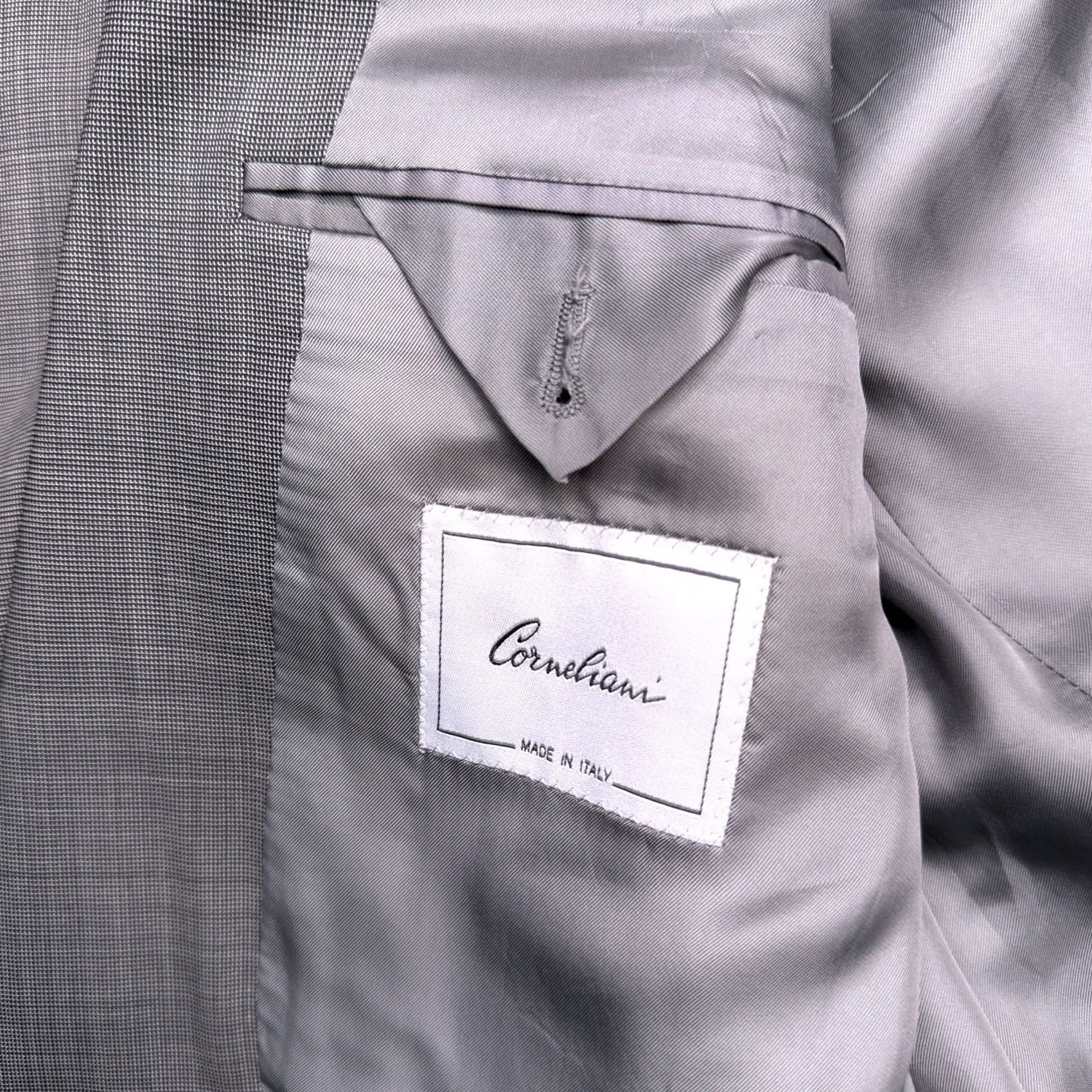 Corneliani Corneliani Double Breasted Suit Jacket 42 Gray Italy Blazer Wool 100s Vogue Men Regular Solid Notch Lapel Six-Button Dry Clean Only Ven tless Size 42R - 4 Thumbnail