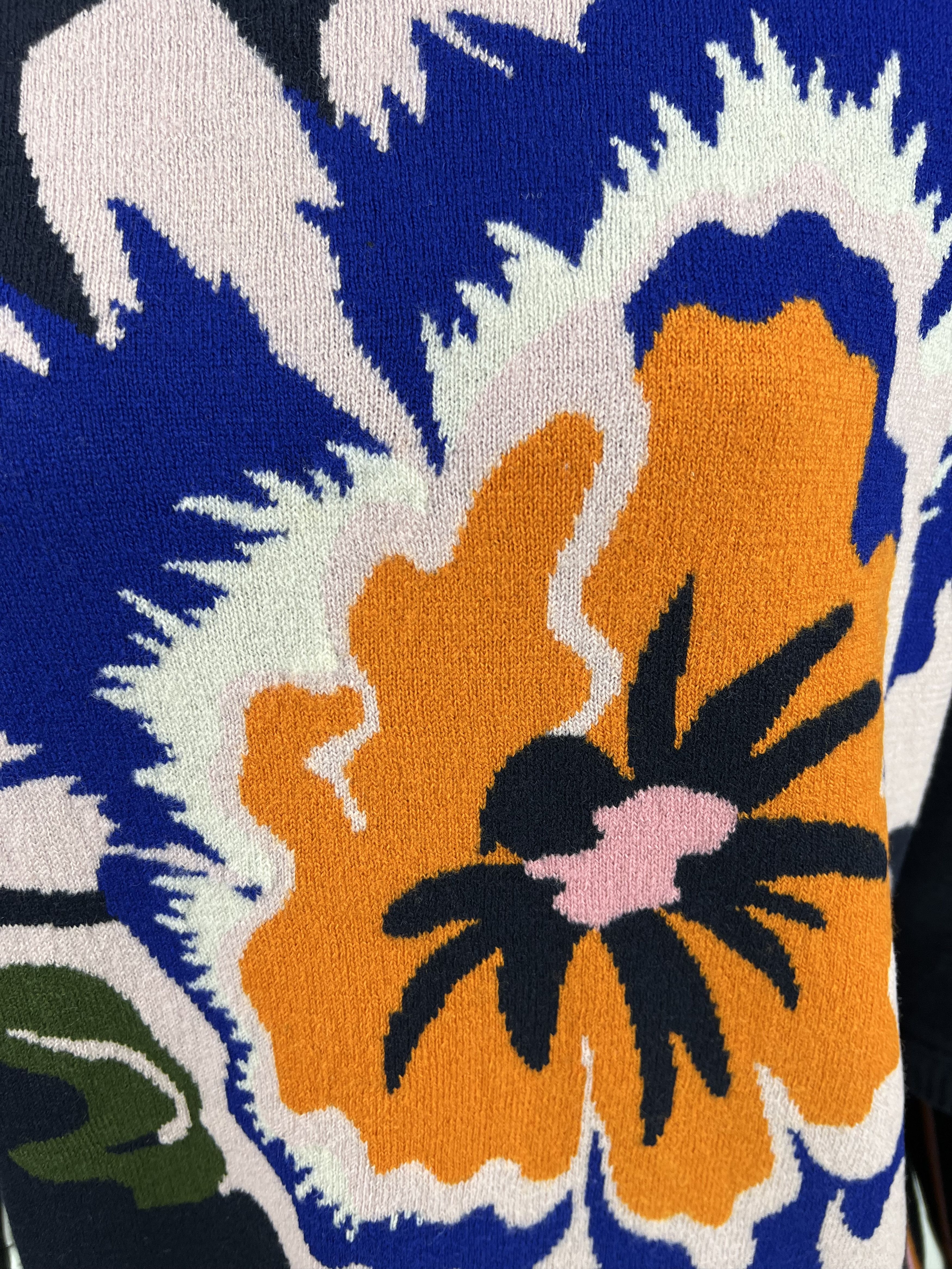 Bogner Bogner Women's Floral Print Half Sleeve Wool Sweater Size M Size M / US 6-8 / IT 42-44 - 6 Thumbnail