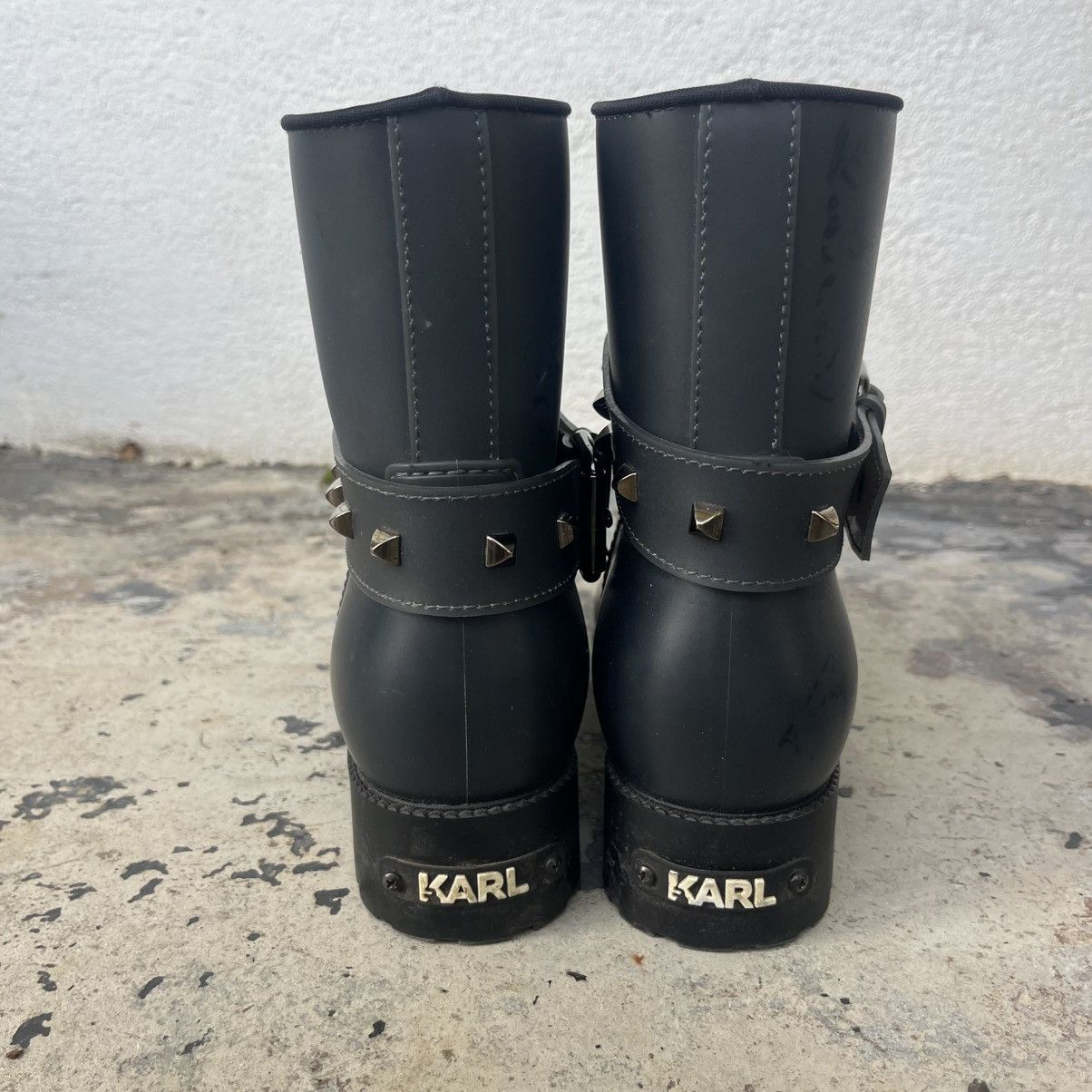 Karl Lagerfeld Karl Lagerfeld navy studded rain biker boots size eu 37 Size US 6 / IT 36 - 5 Thumbnail