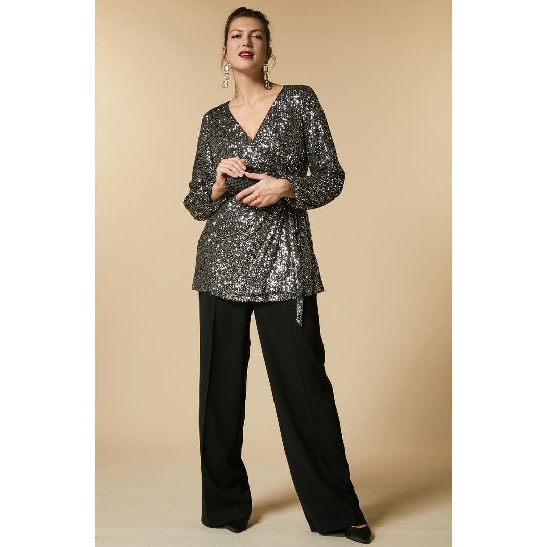 Marina Rinaldi Marina Rinaldi Festivo Sequin Wrap Top Plus 22 Event Party Size 3XL / US 20-22 - 1 Thumbnail