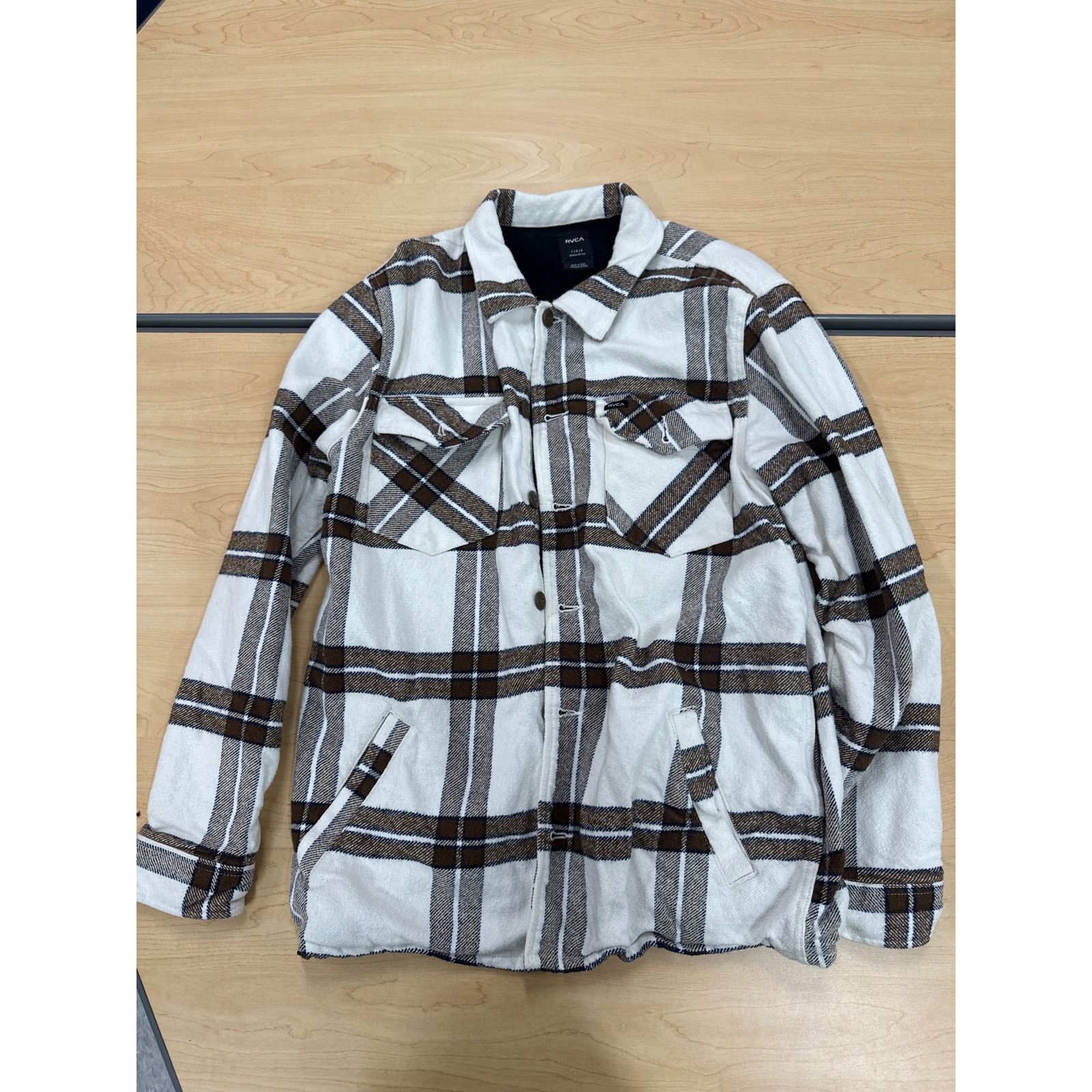 RVCA RVCA Plaid Shirt Jacket Shacket White Brown Men’s Large Size US L / EU 52-54 / 3 - 1 Thumbnail