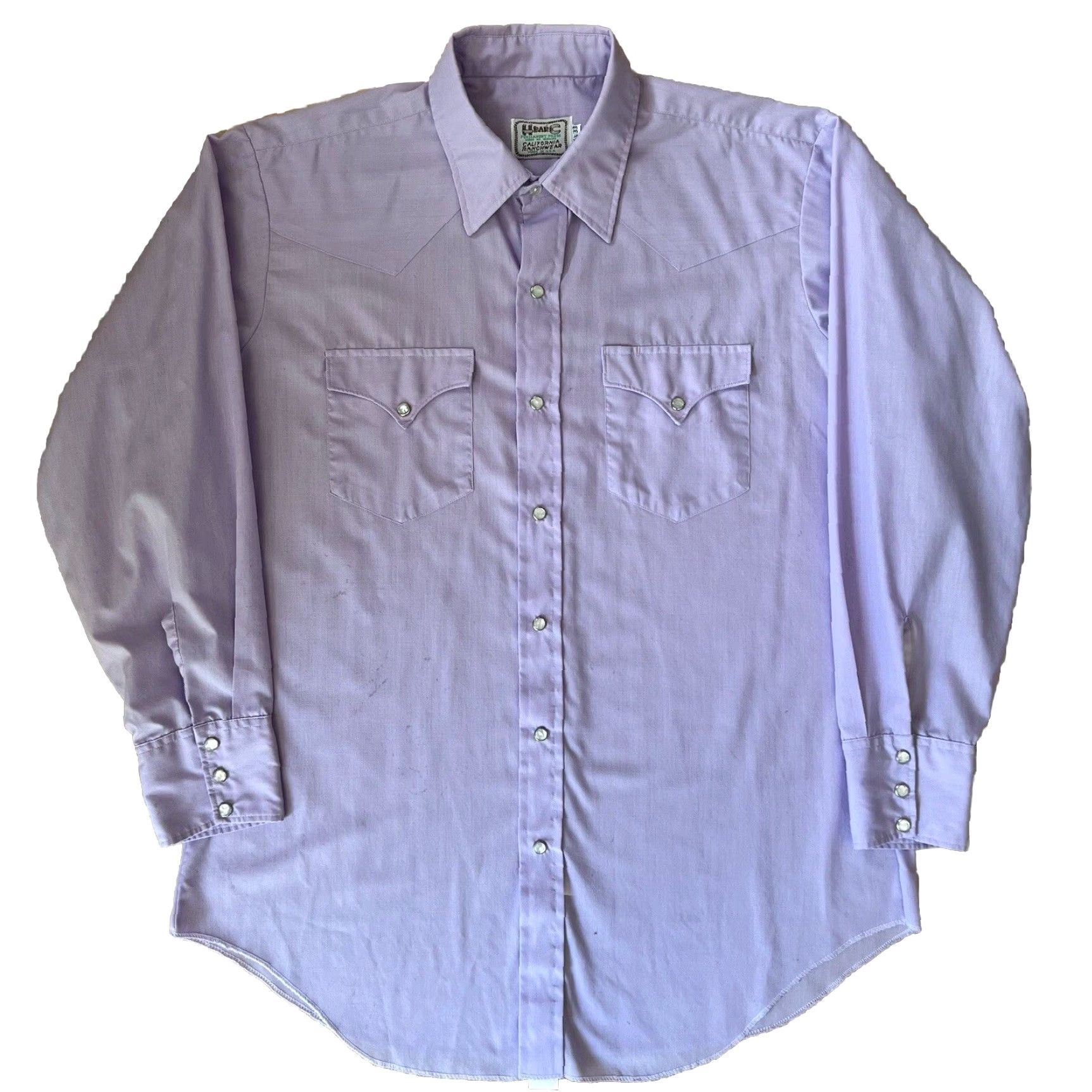 Vintage VINTAGE H Bar C Pearl Snap Shirt 16.5 Purple 80s Western USA Cowboy Shirt Size US XL / EU 56 / 4 - 2 Thumbnail