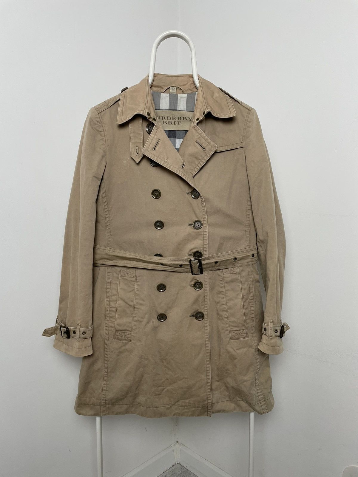 Burberry-Brit Trench Coat nova check Beige UK 10 USA 8