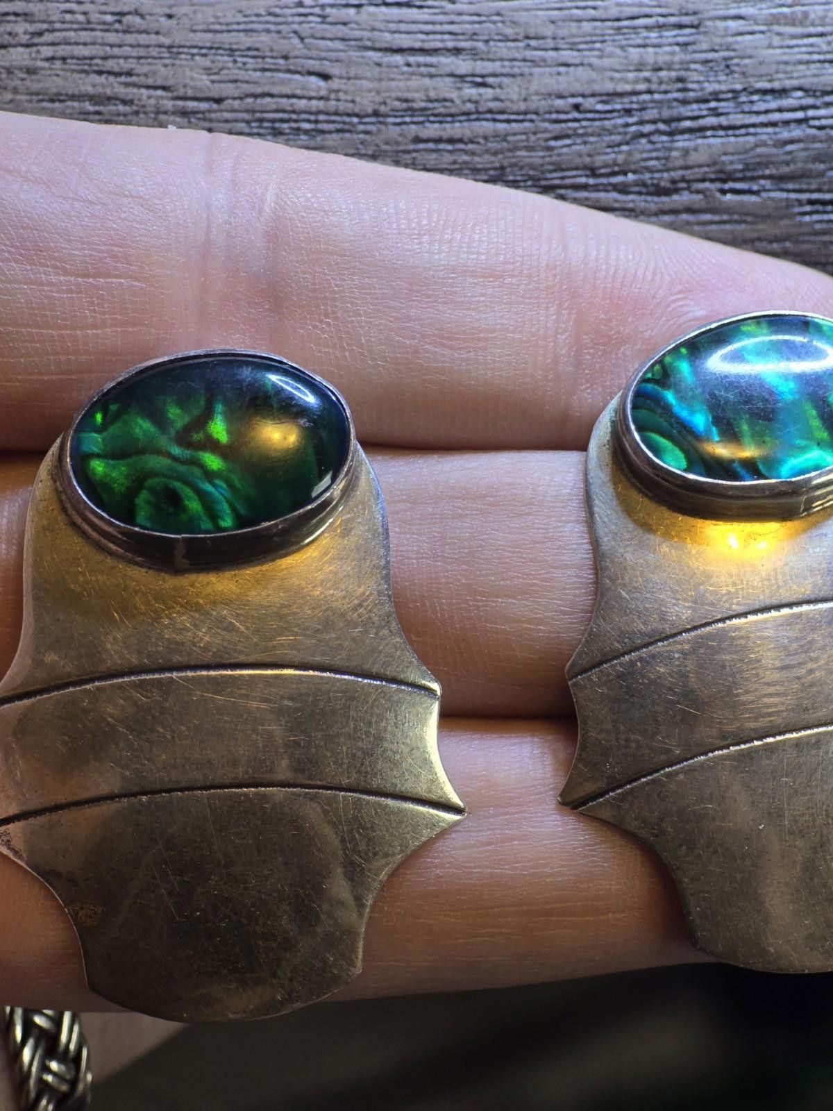 Sterling Silver Ben G Chavez Navajo Sterling Earrings Abalone Shell Signed Size ONE SIZE - 1 Thumbnail