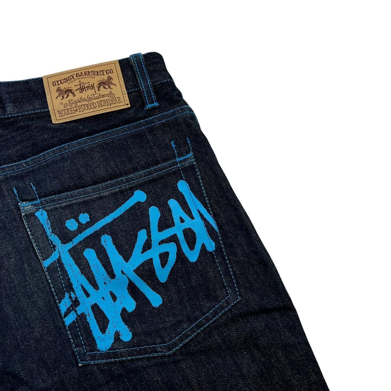 Stussy Vintage 2000s Stussy Spellout Denim Shorts / Jorts Waist 32 Size US 32 / EU 48 - 3 Thumbnail