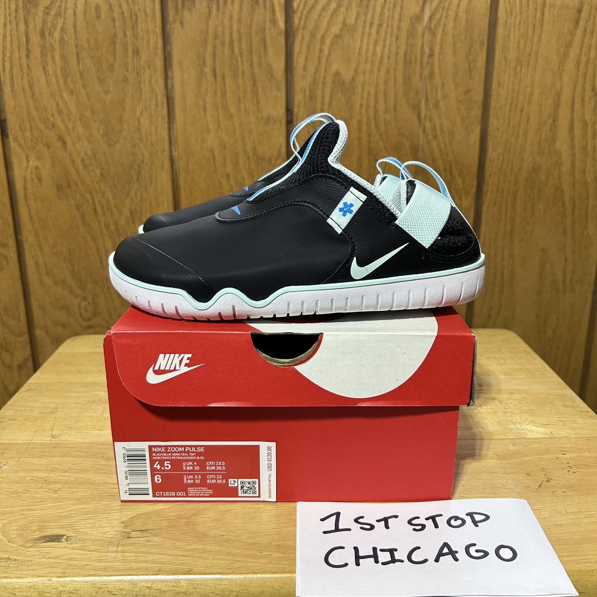 Designer × Nike Nike Zoom Pulse Nurse Shoes Black/Teal Womens 6W CT1629-001 Size US 6 / IT 36 - 6 Thumbnail