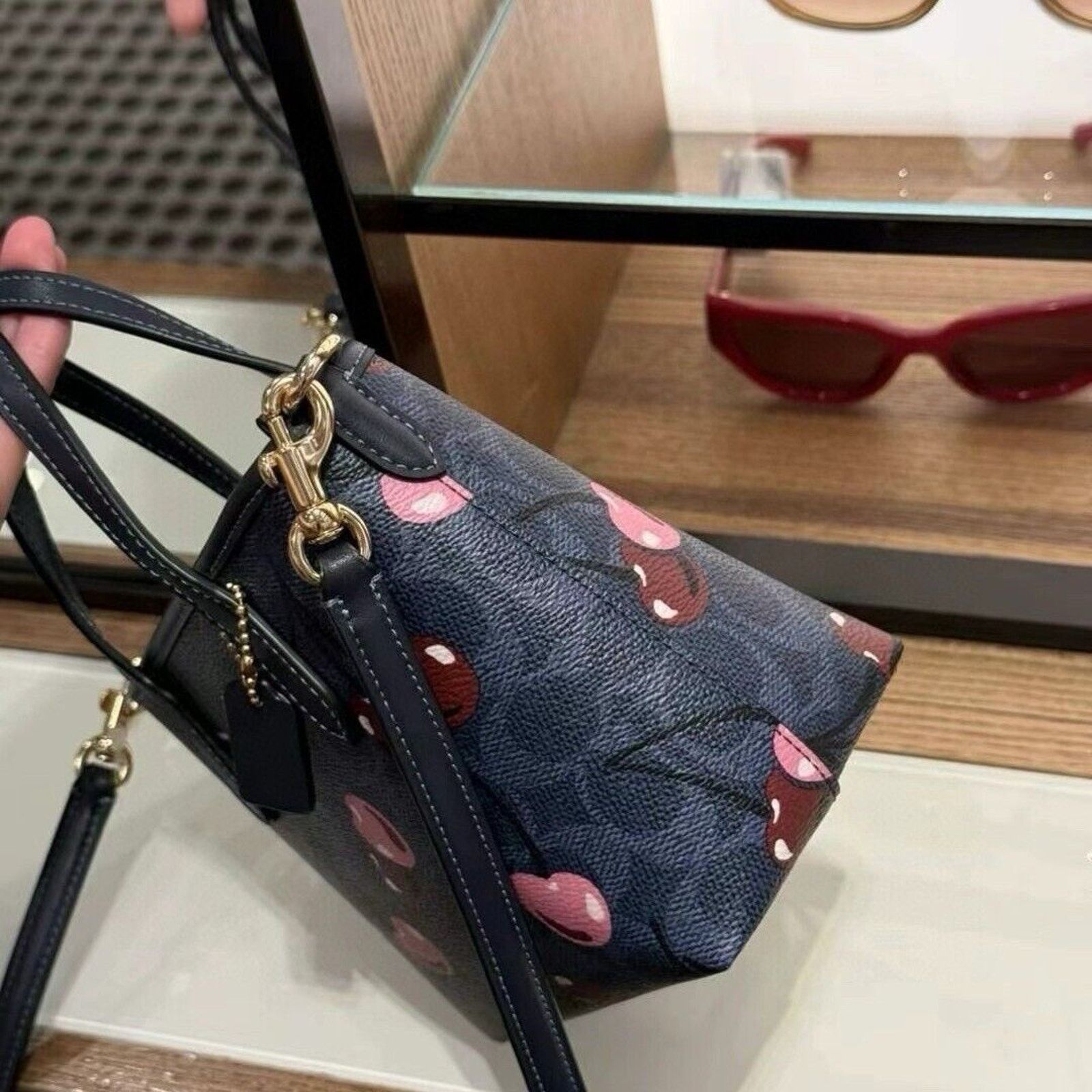 Coach NWT Coach City Mini Tote Bag Signature Canvas Cherry Print Size ONE SIZE - 4 Thumbnail