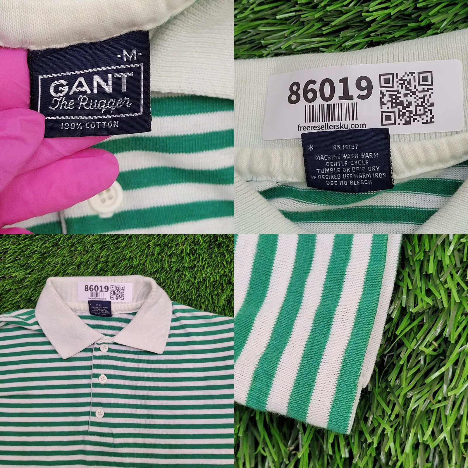 Gant VINTAGE GANT Rugger Polo Shirt Striped Green 90s Teens S/M Short Sleeve Casual Preppy Shirt Mens Girls Size US M / EU 48-50 / 2 - 8 Thumbnail