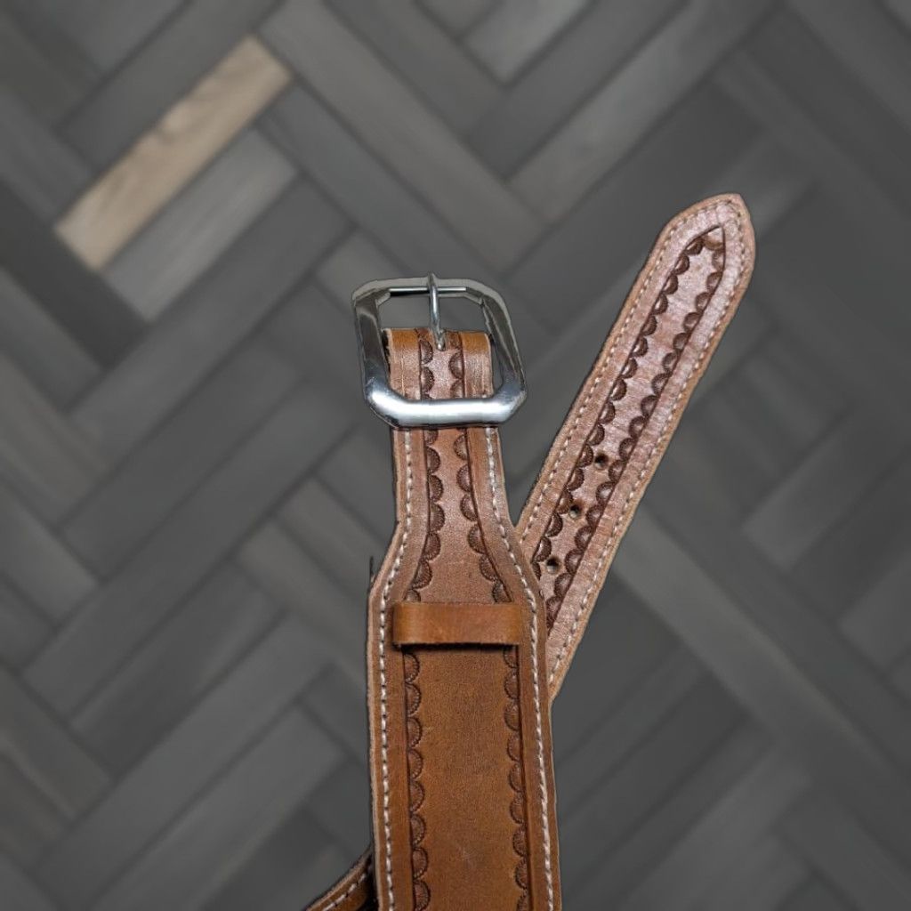 Vintage VINTAGE Doug Graves Handcrafted Western Belt 32 Brown Cowhide Leather Belt Mens Cartridge WestErn Size 32 - 1 Thumbnail