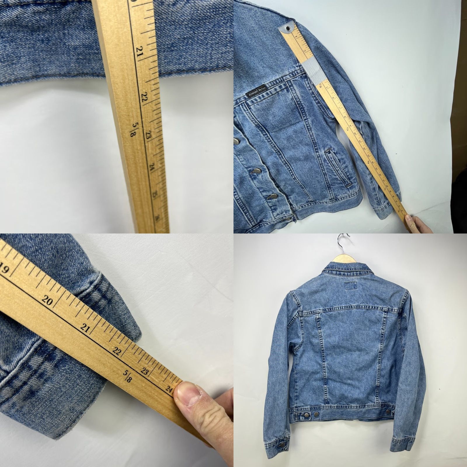 Lee VINTAGE Lee Riveted Denim Jacket Womens M Blue Biker Jacket Womens Medium Denim 90s Mens? Size M / US 6-8 / IT 42-44 - 8 Thumbnail
