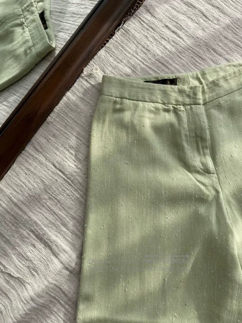 Loro Piana Loro Piana Silk Cashmere Crepe Wide Leg Pants, Spring Gree Size 27" / US 4 / IT 40 - 6 Thumbnail