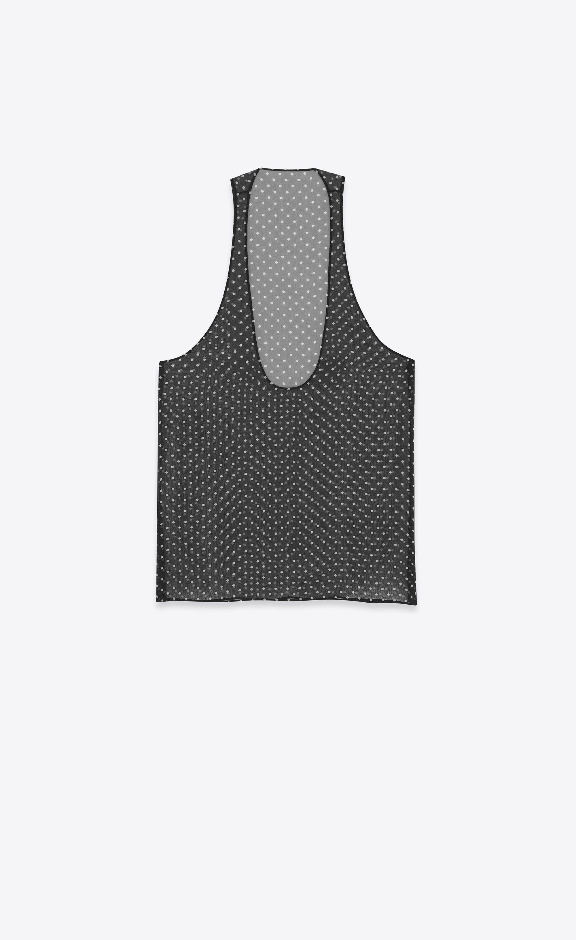Saint Laurent Paris o1s1wg111124 Dup / Tank Top Dotted Silk Muslin Black/White Size XL / US 12-14 / IT 48-50 - 3 Thumbnail