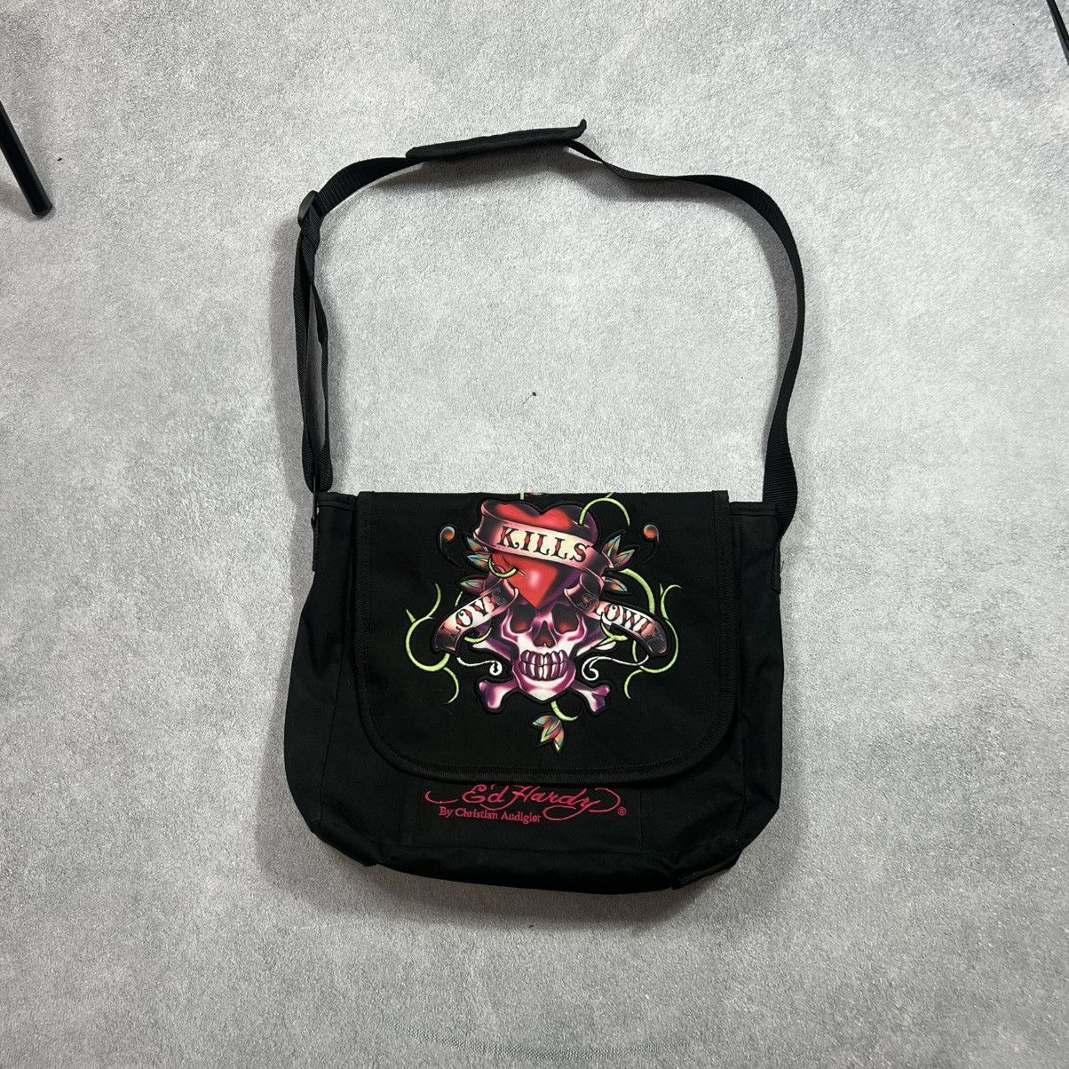 Ed Hardy Rare Ed Hardy Bag Big Logo Rhinestones Vintage Monogram Size ONE SIZE - 4 Thumbnail