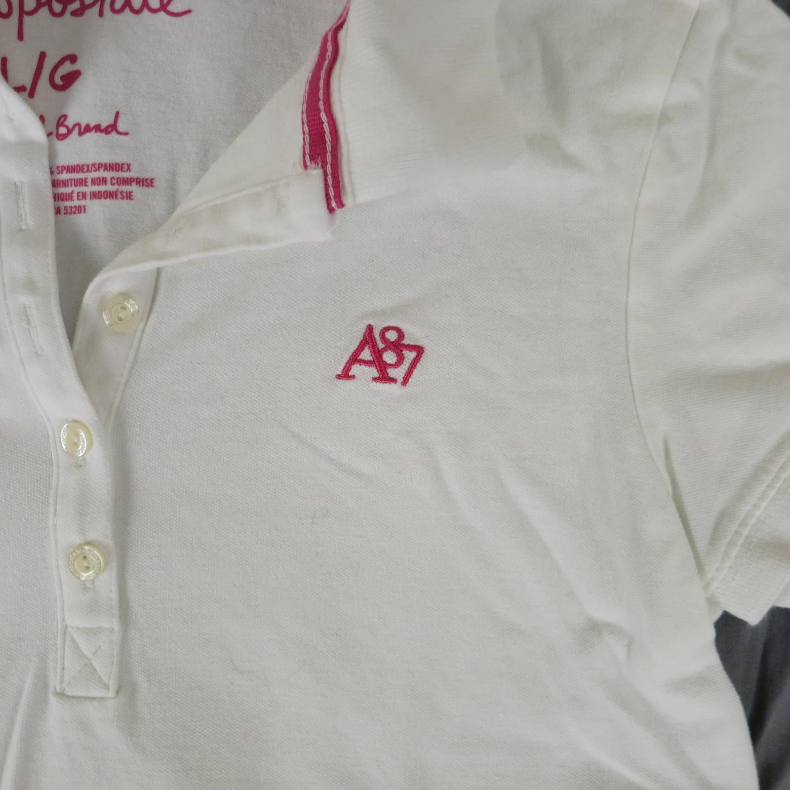 Aeropostale Aeropostale White Stretch Polo Shirt Women's Large Size L / US 10 / IT 46 - 2 Thumbnail