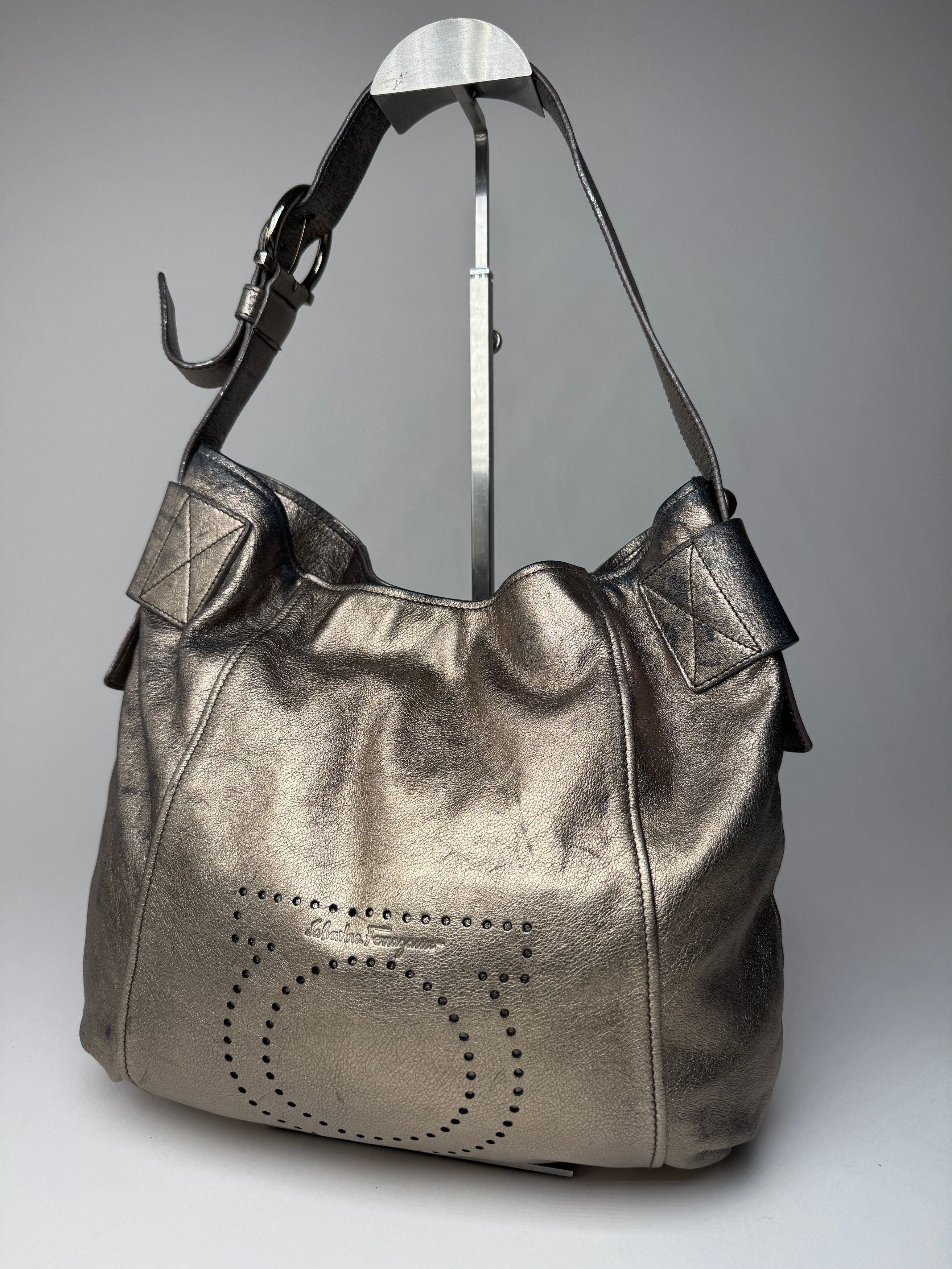 Salvatore Ferragamo Vintage Leather Handbag Bronze Golden Size ONE SIZE - 1 Thumbnail