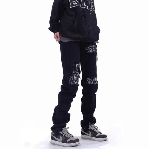 Japanese Brand × Jean Mens Skinny Jeans Street, Black Hole Slim Fit Size US 32 / EU 48 - 3 Thumbnail