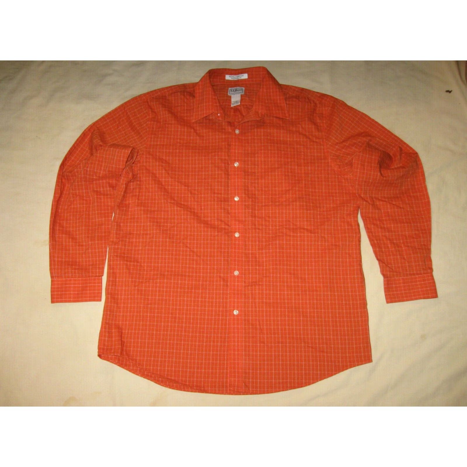 Vintage LL Bean Traditional Fit Casual Button Down Shirt Orange Mens Large Styles Size US L / EU 52-54 / 3 - 2 Thumbnail